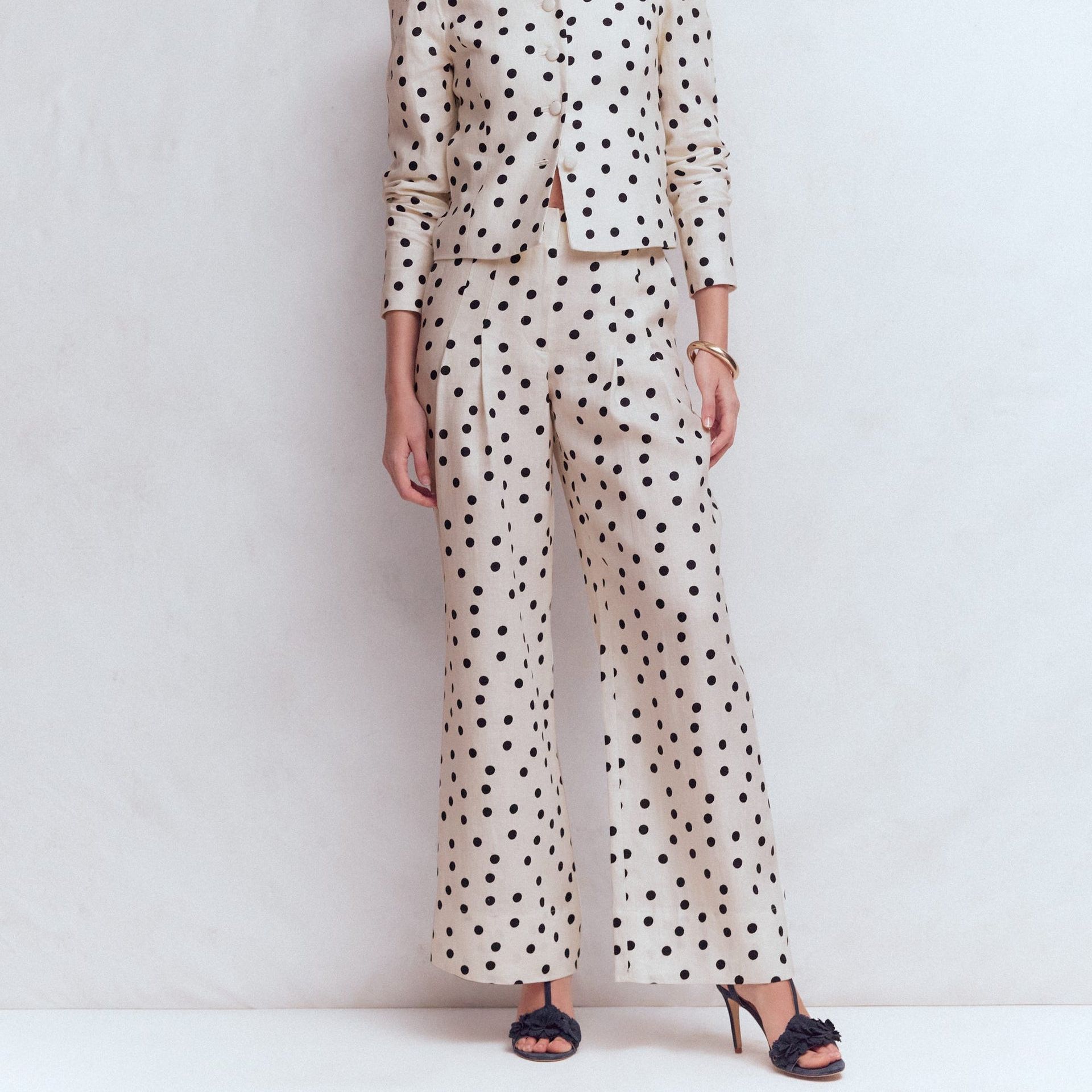 Mayfair Linen Trousers-Ivory, Painted Dot