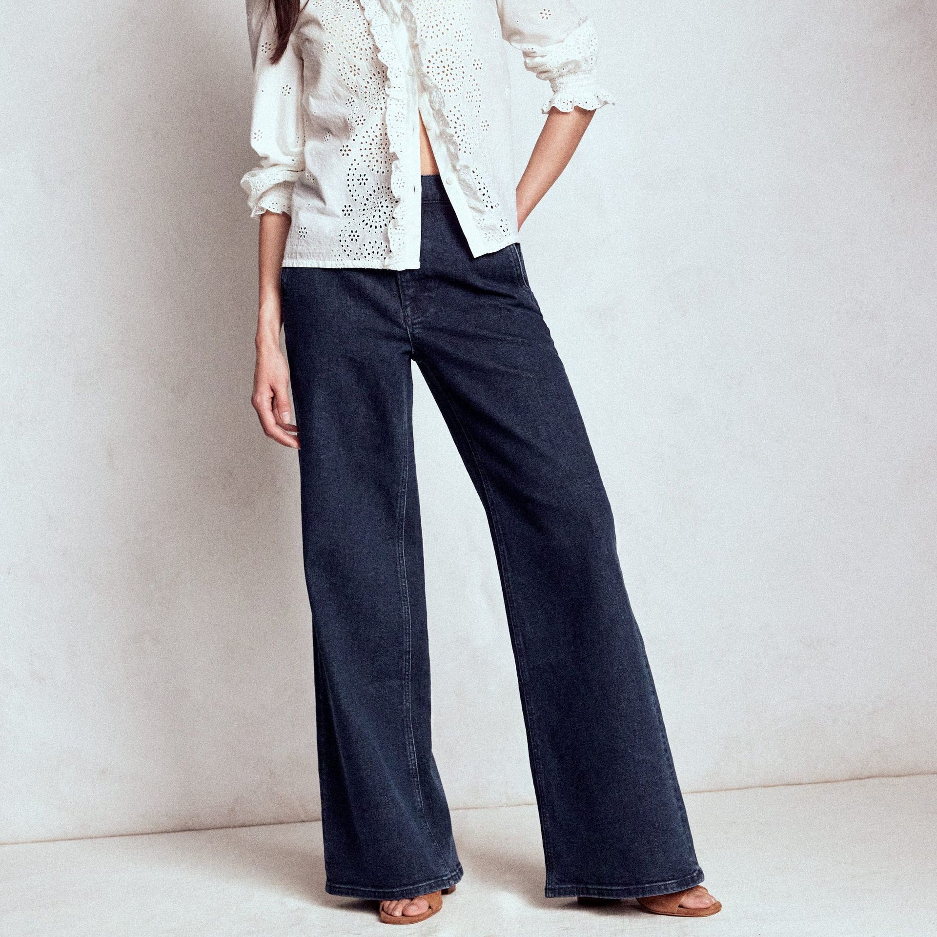 High Rise Clean Wide Jeans-Dark Vintage