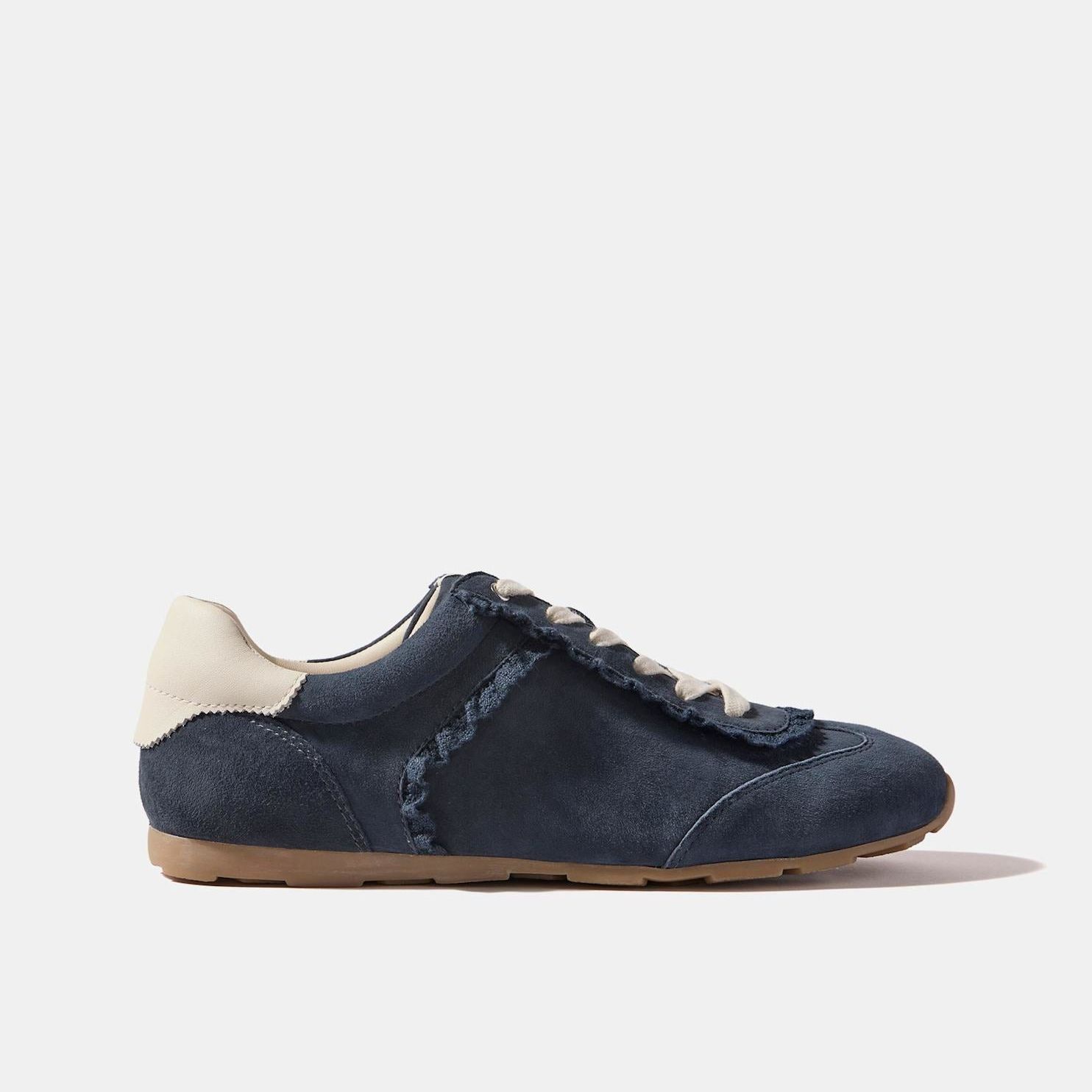 Lina Navy Suede Lace Detail Trainers