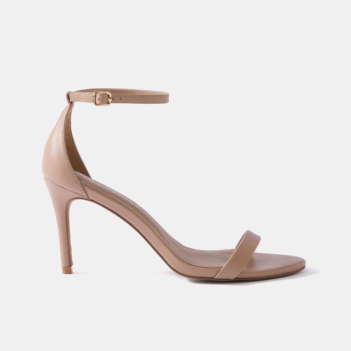 Skye Neutral Leather Strappy High Heels