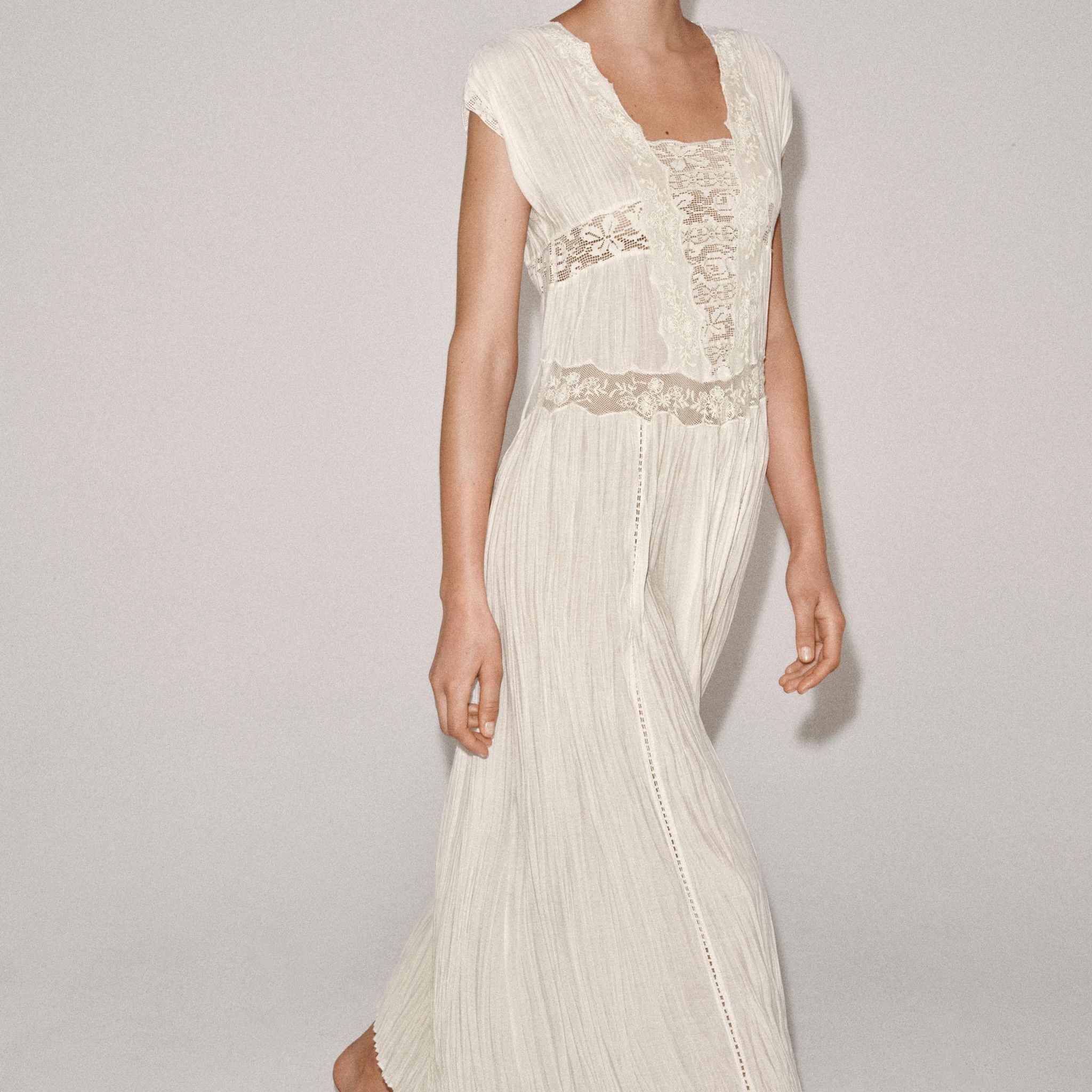 Zw Collection Pleated Lace Dress