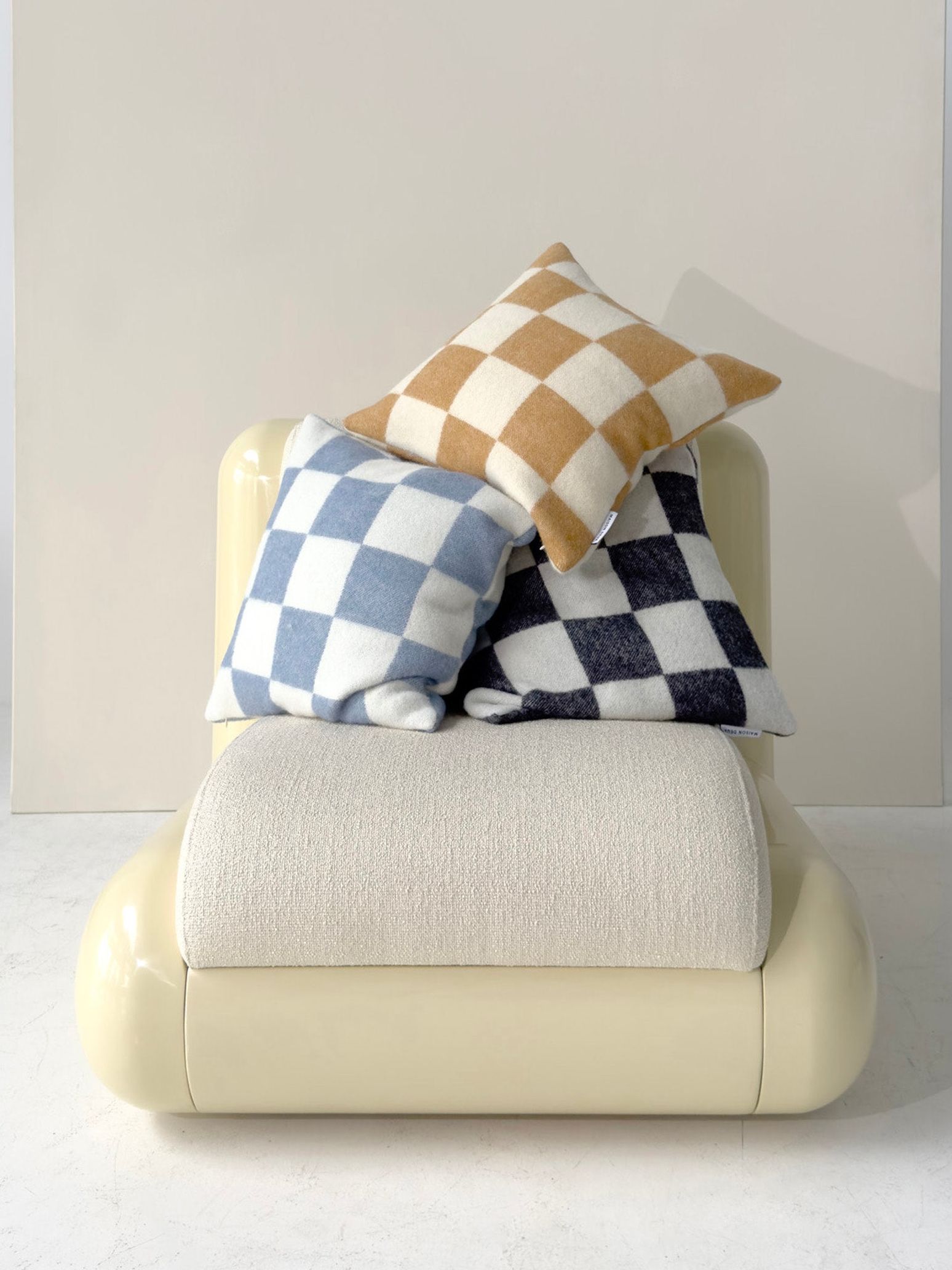Wool Cushion Cover Level Up With Checked Pattern