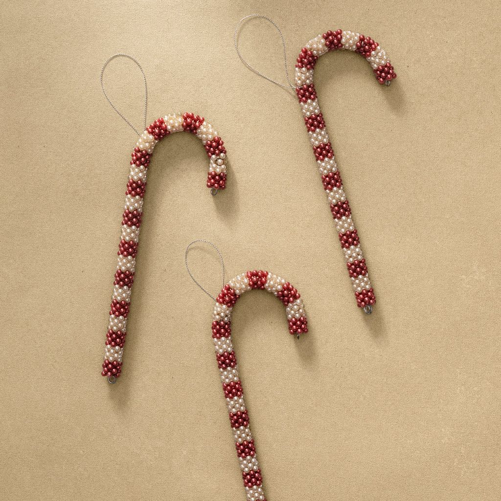 Beaded Candy Cane Ornaments (set of 3)