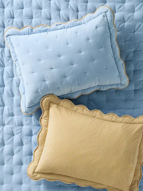 Abbott Cotton Velvet Solid Scalloped Pillowcases - Set of 2