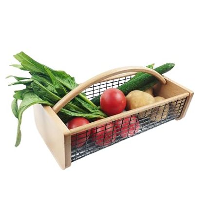 Garden Hod Harvest Basket, Durable Wooden Gardening, Supply Suitable for Kitchen, Picnic and Outdoor Picking