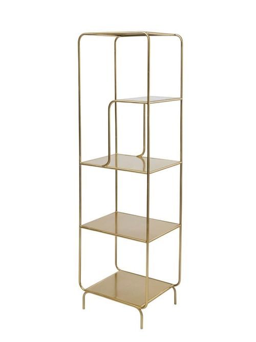Luciana Glass & Gold Metal Narrow Shelving Unit
