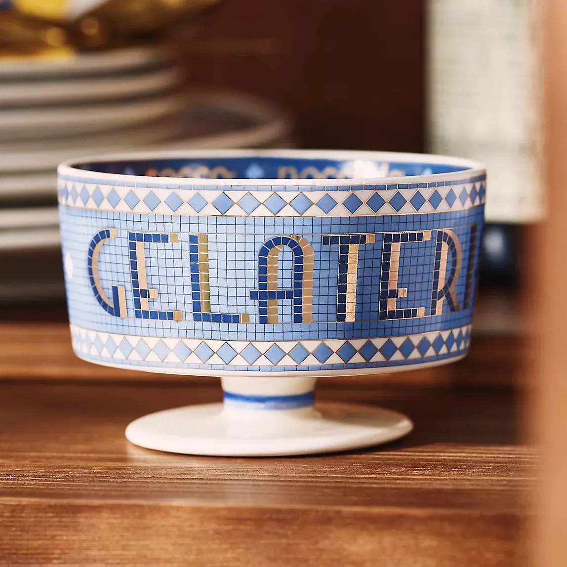 Bistro Tile Stoneware 24k Gold Accent Italia Gelato Bowl