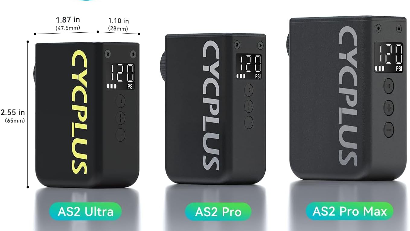 Cycplus diagram depicting the overall size of their 3 AS2 electric bike pumps