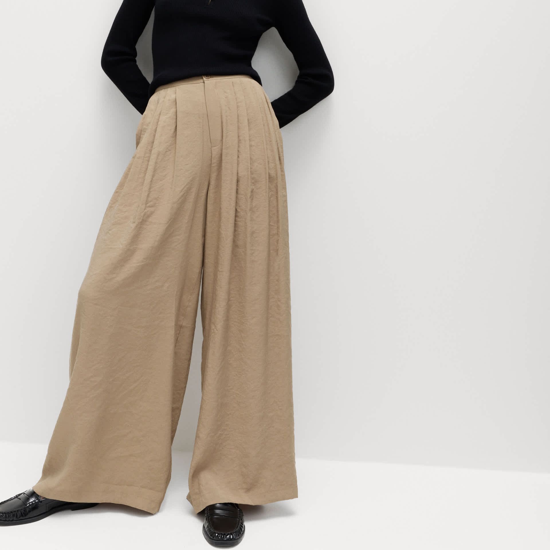 Pleat Front Palazzo Trousers