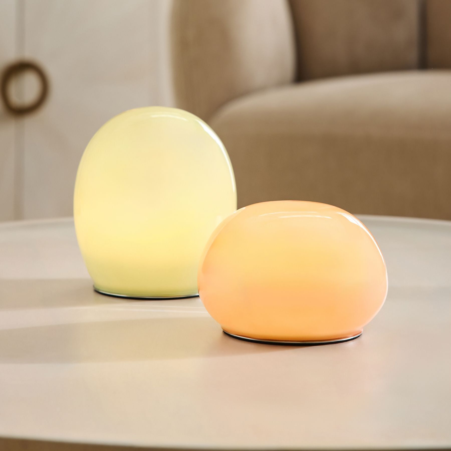 Set of 2 Pink/green Erielle Rechargeable Table Lamps