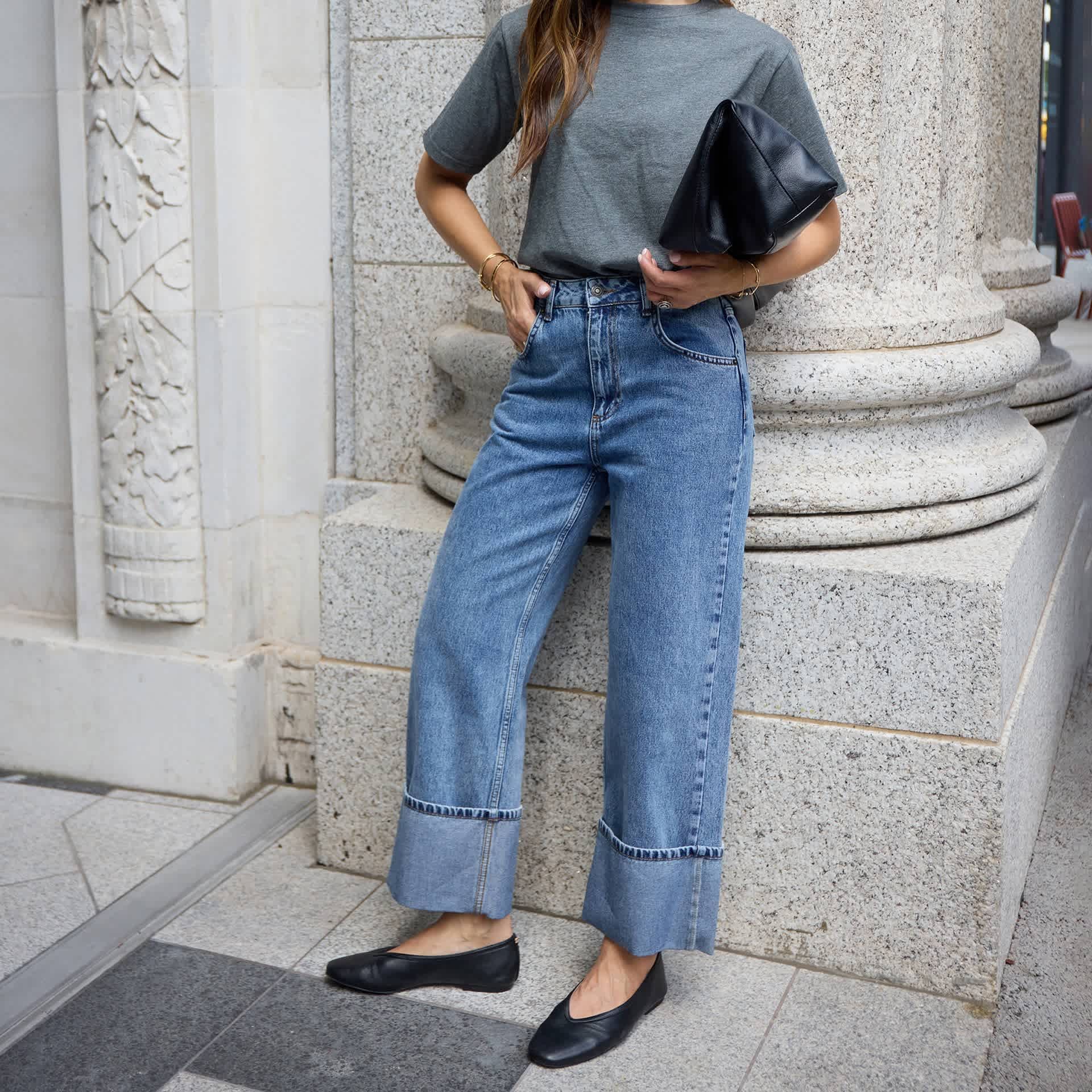 Mid Rise Straight Leg Jeans