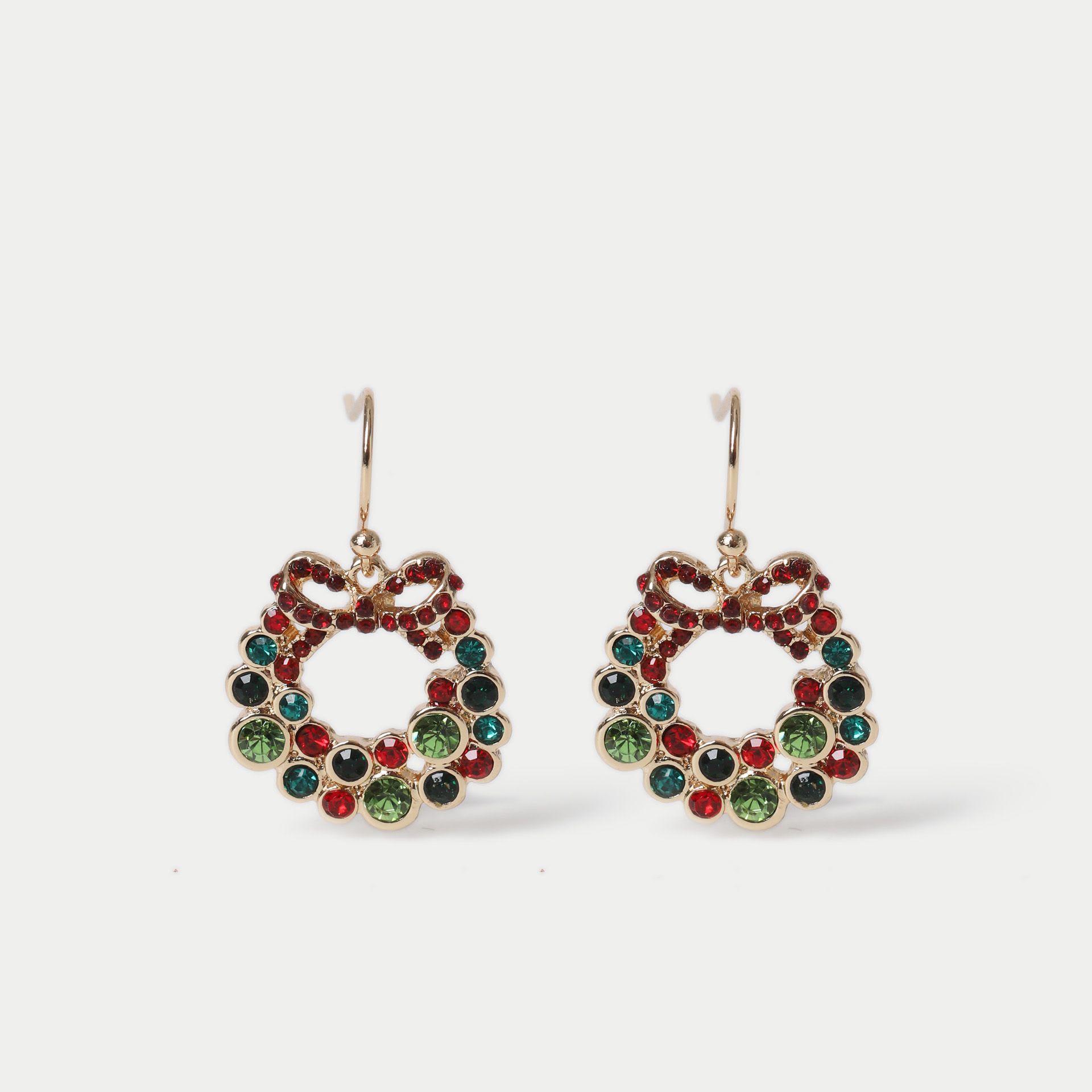 Coloured Rhinestone Wreath Drop Earrings
