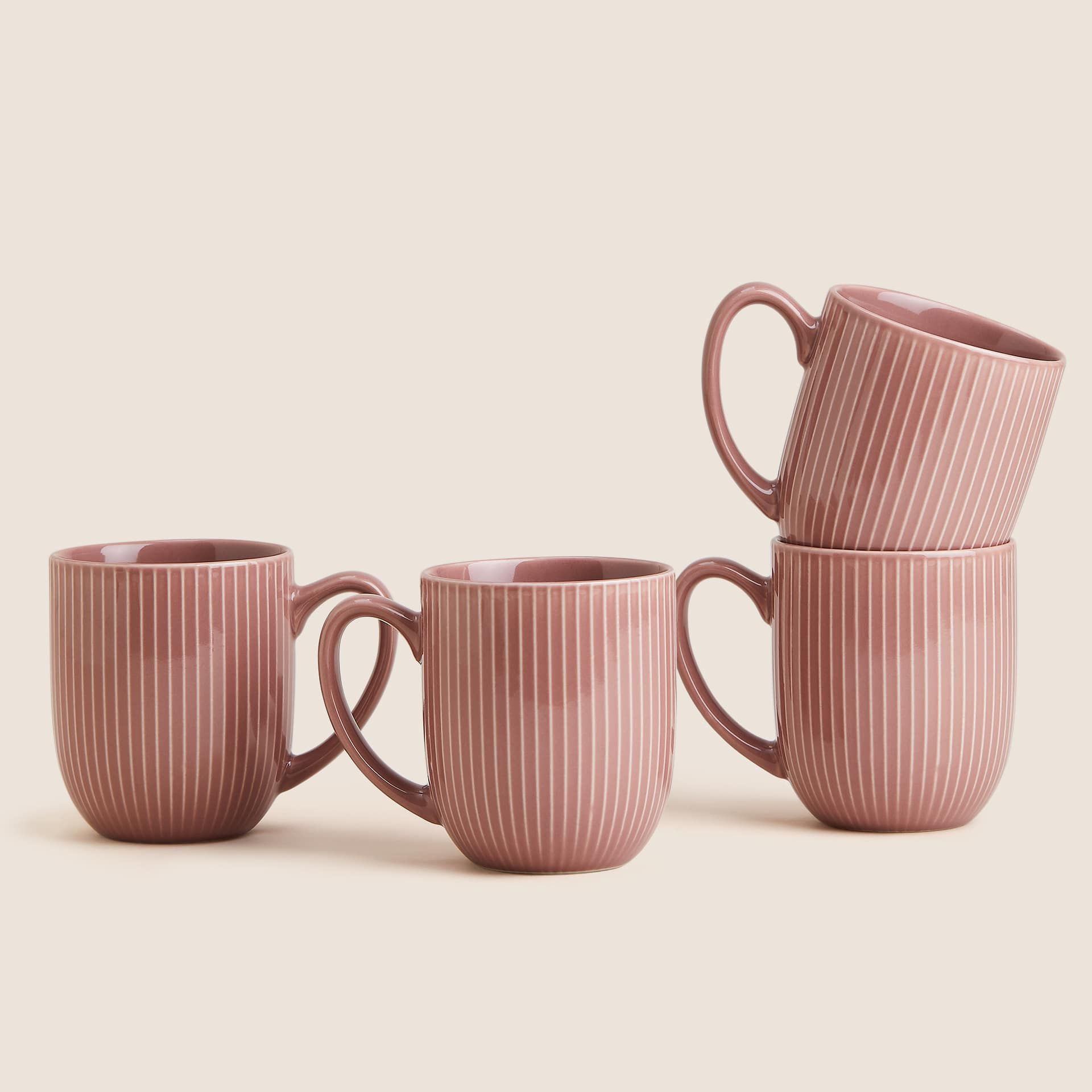 Set of 4 Textured Stripe Mugs