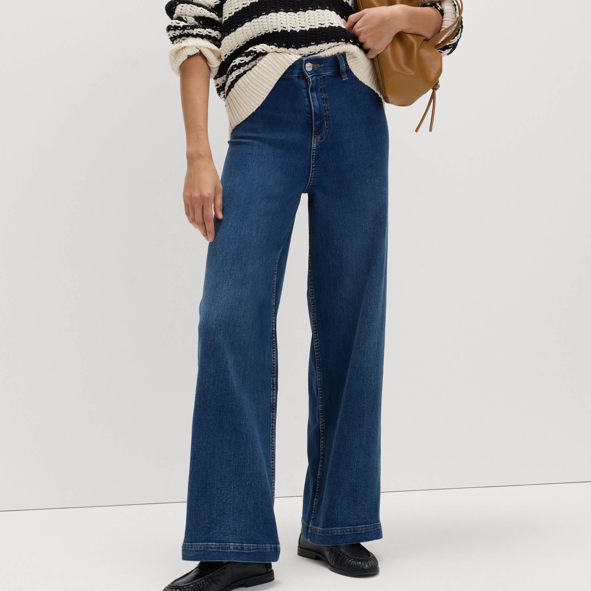 High Waisted Wide Leg Ankle Grazer Jeans