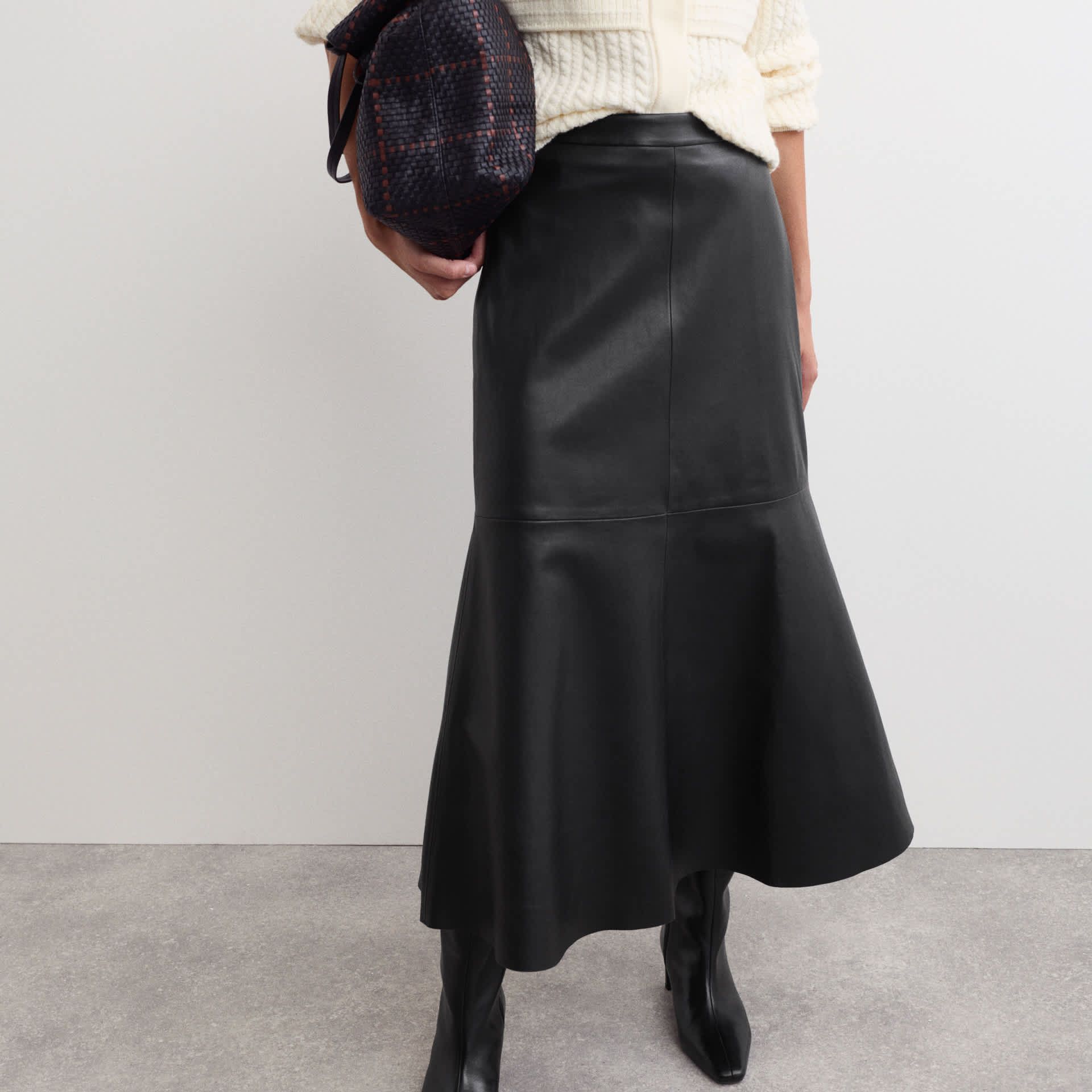 Leather Midaxi A-Line Skirt