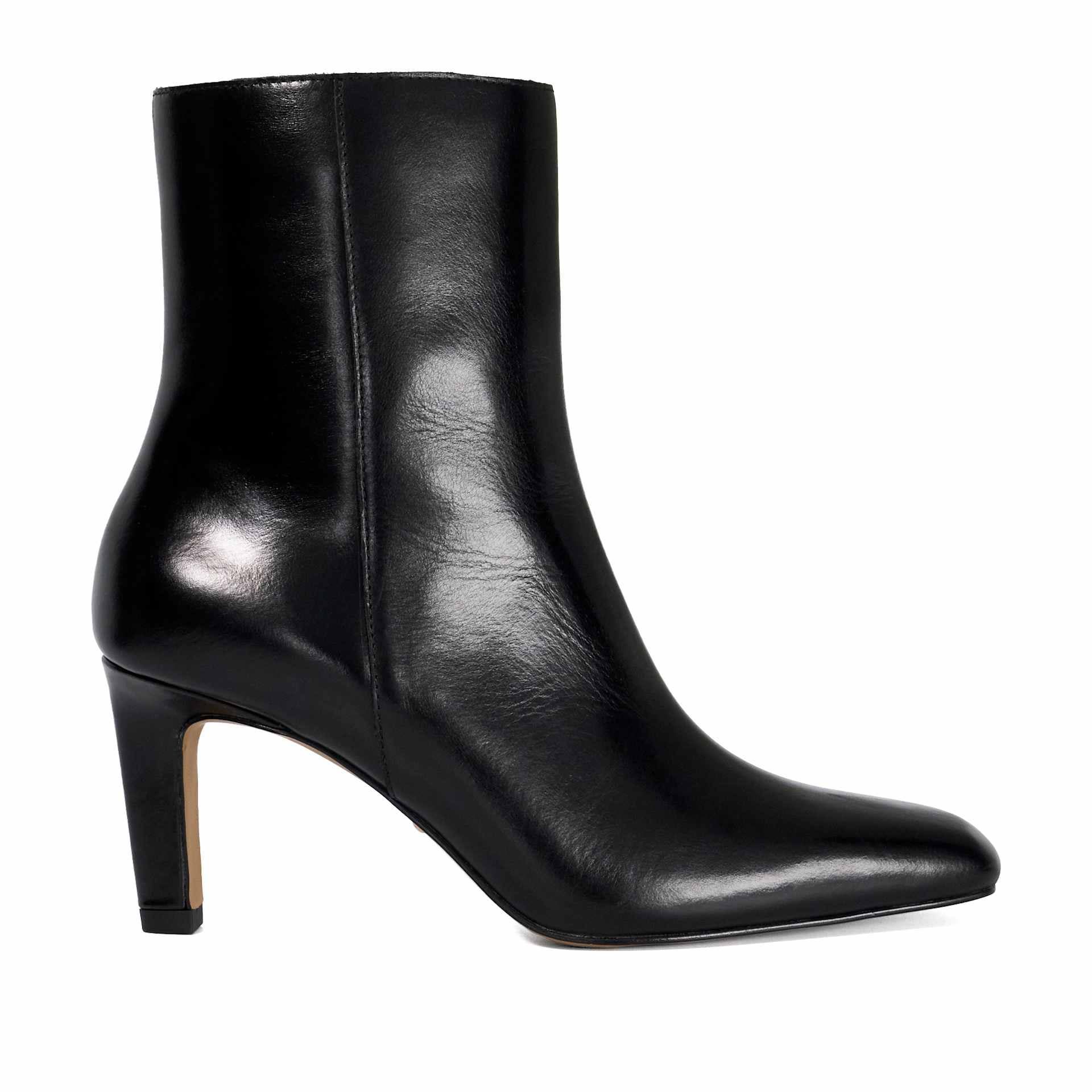 Leather Square Toe Stiletto Heel Boots