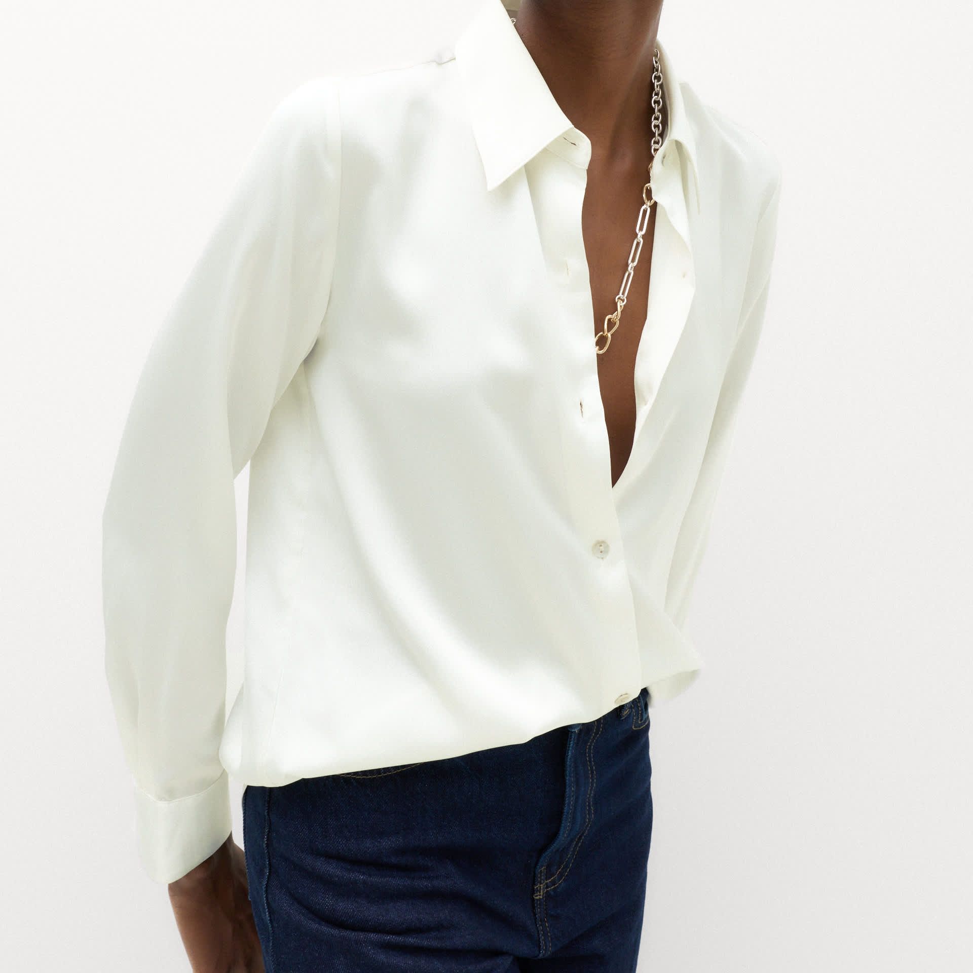 Satin Collared Button Through Shirt