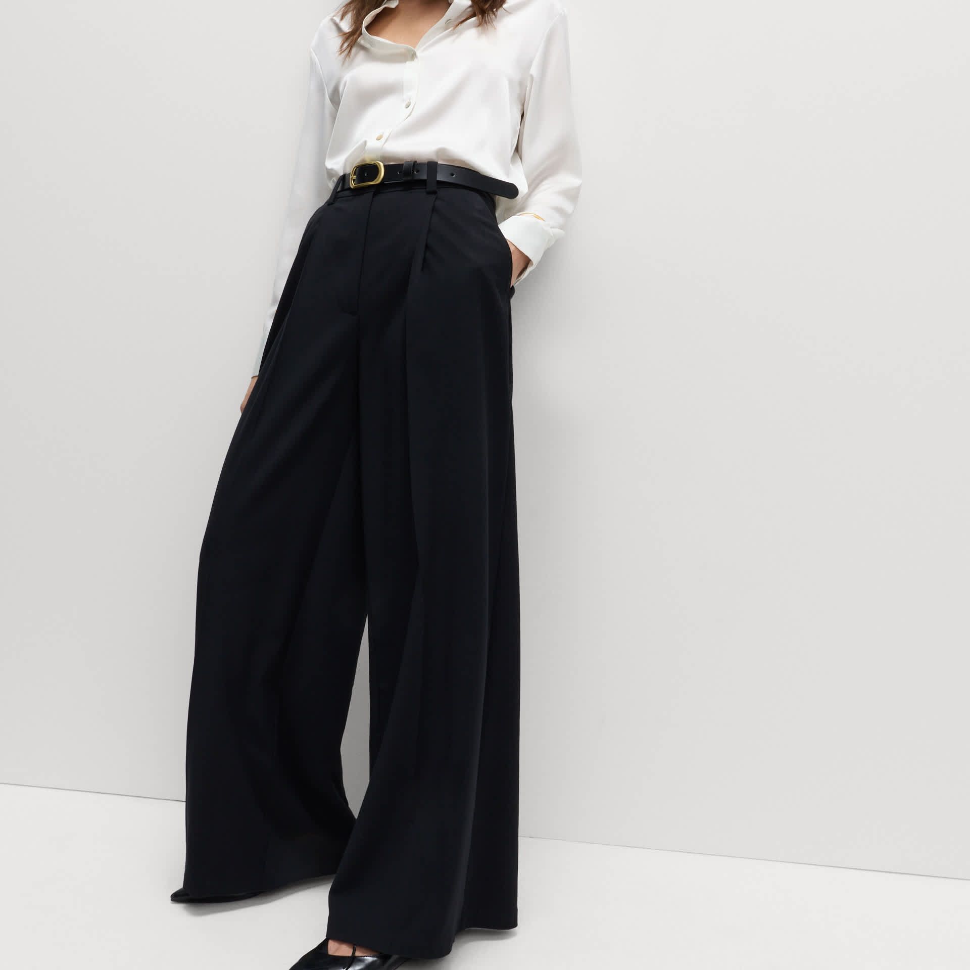 Pleated Wide Leg Trousers