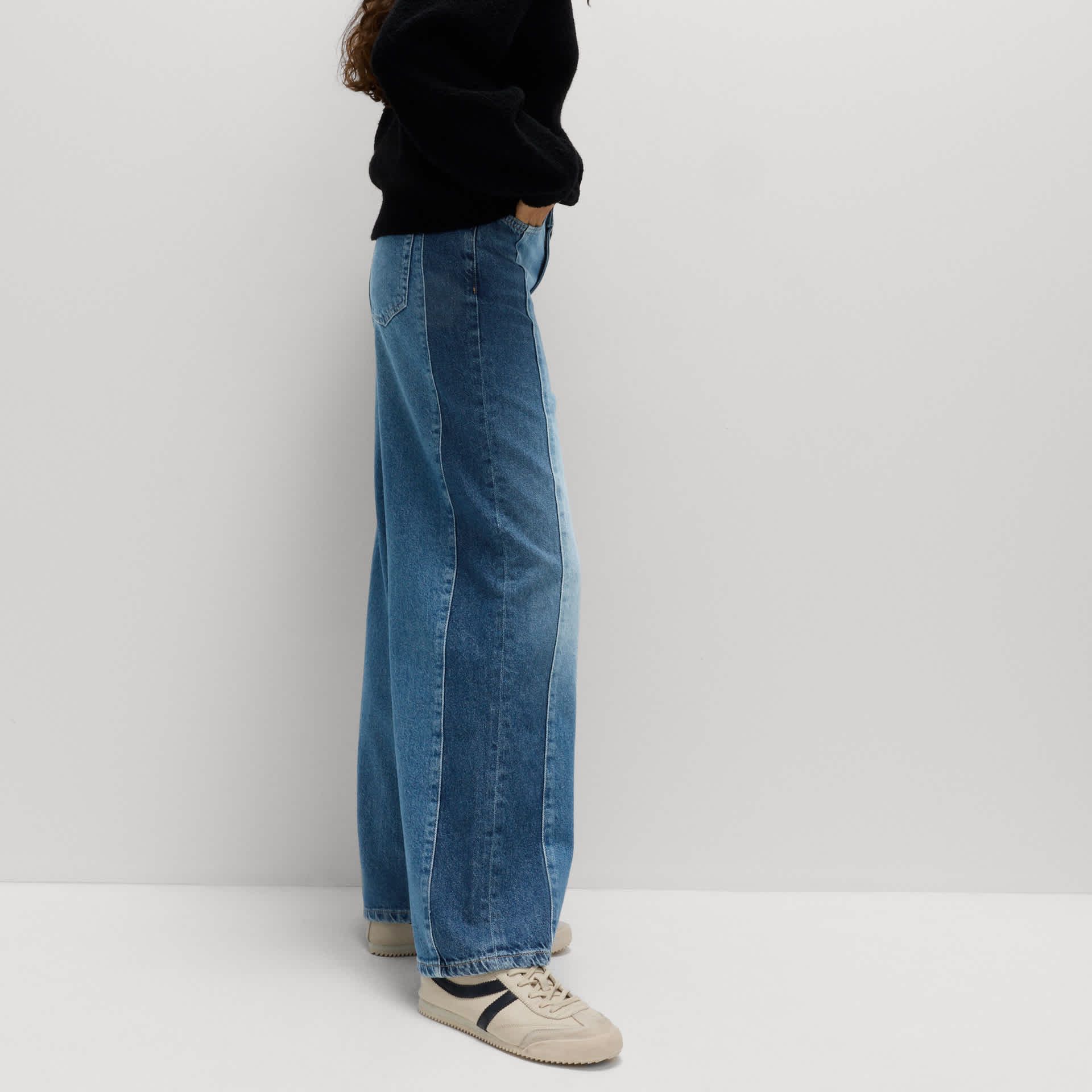 Two Toned Slouchy Wide Leg Jeans