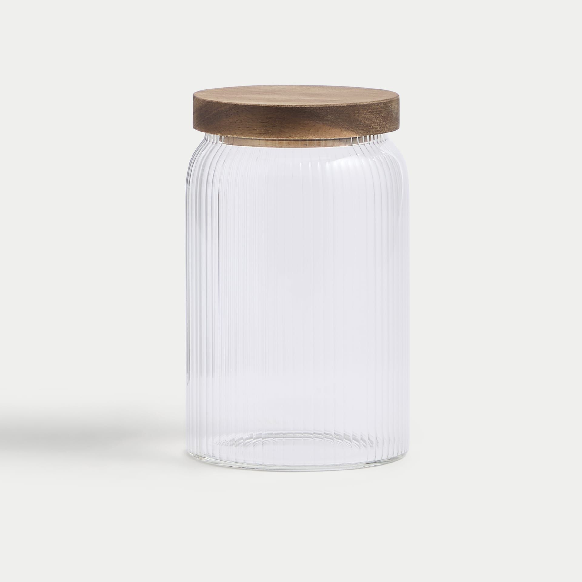 Medium Ribbed Glass Storage Jar