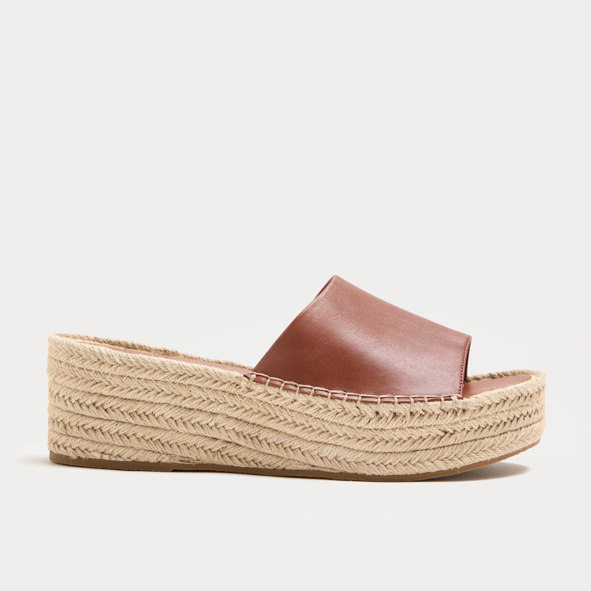 Leather Flatform Espadrille Mules