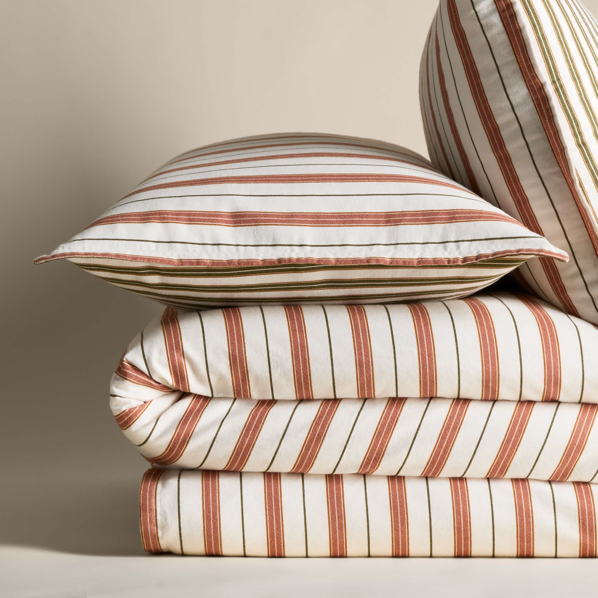 Pure Brushed Cotton Striped Bedding Set