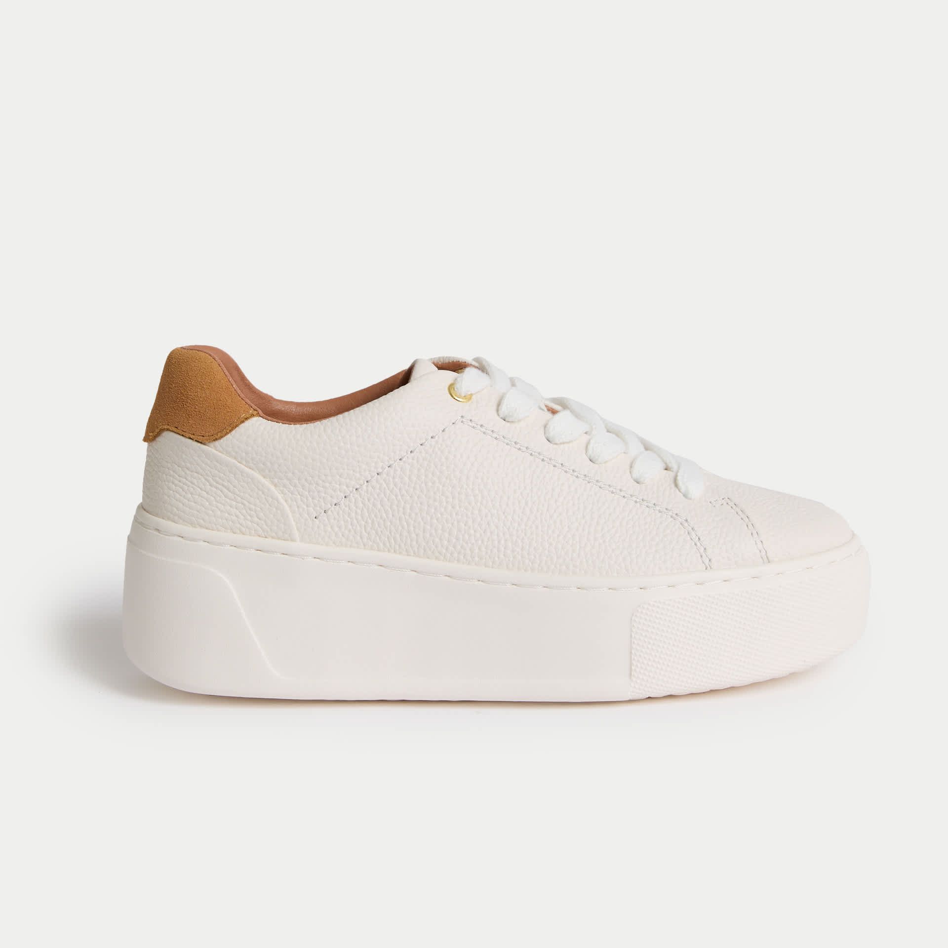 Leather Lace Up Platform Trainers With Freshfeet&amp;trade;