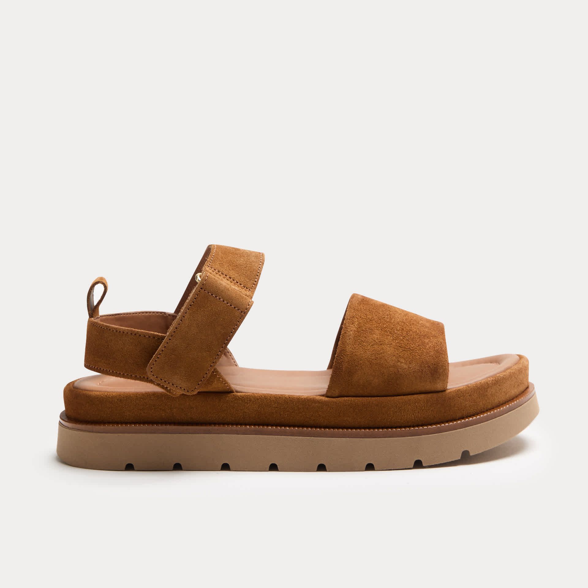 Suede Ankle Strap Flatform Sandals