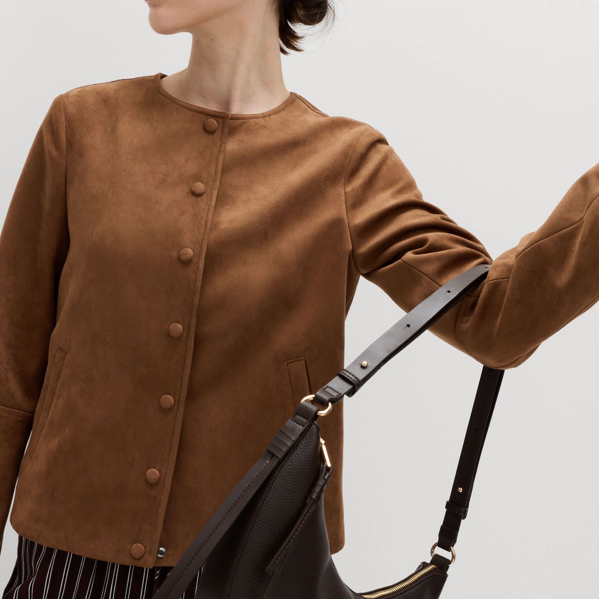 Suedette Collarless Jacket