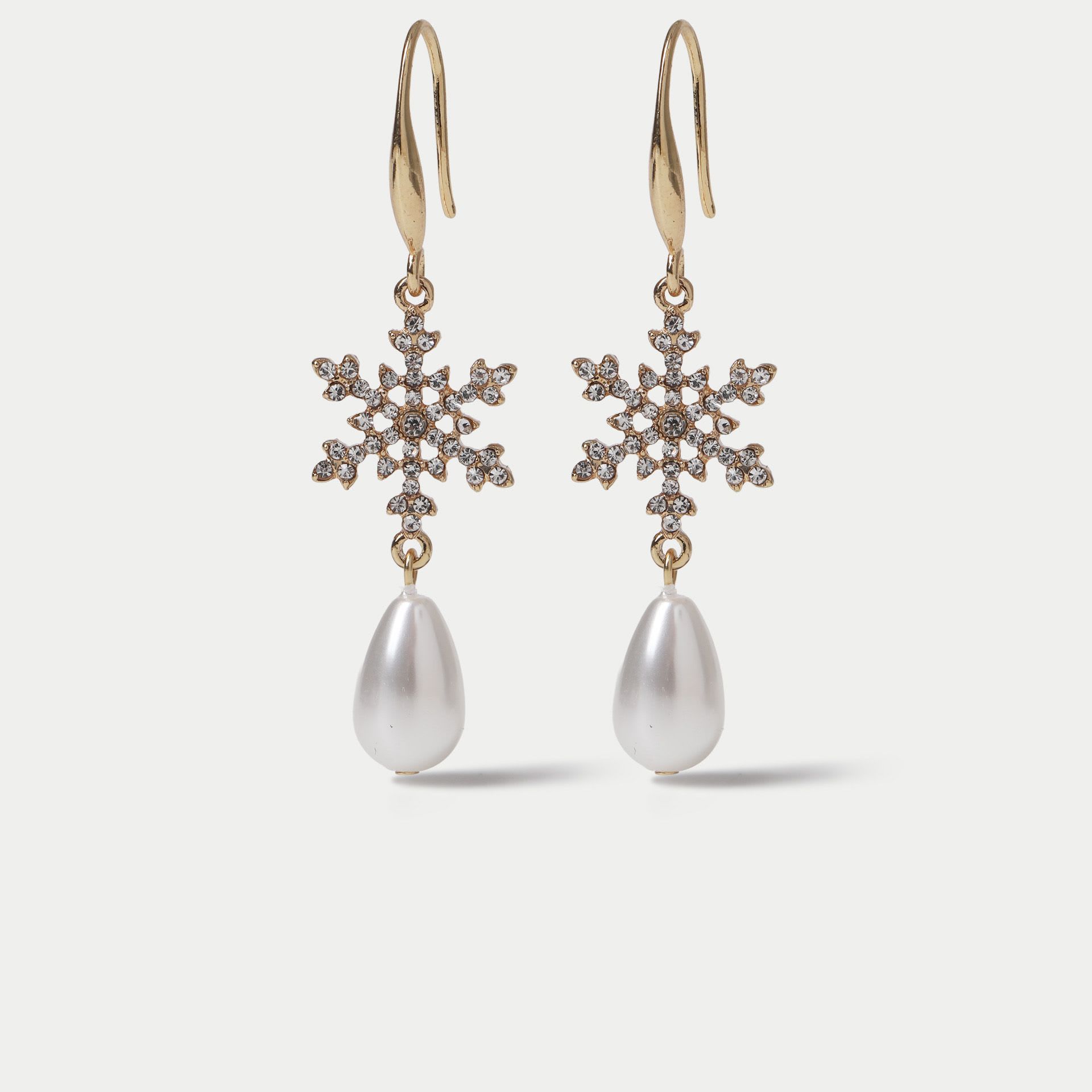 Snowflake and Pearl Drop Earrings