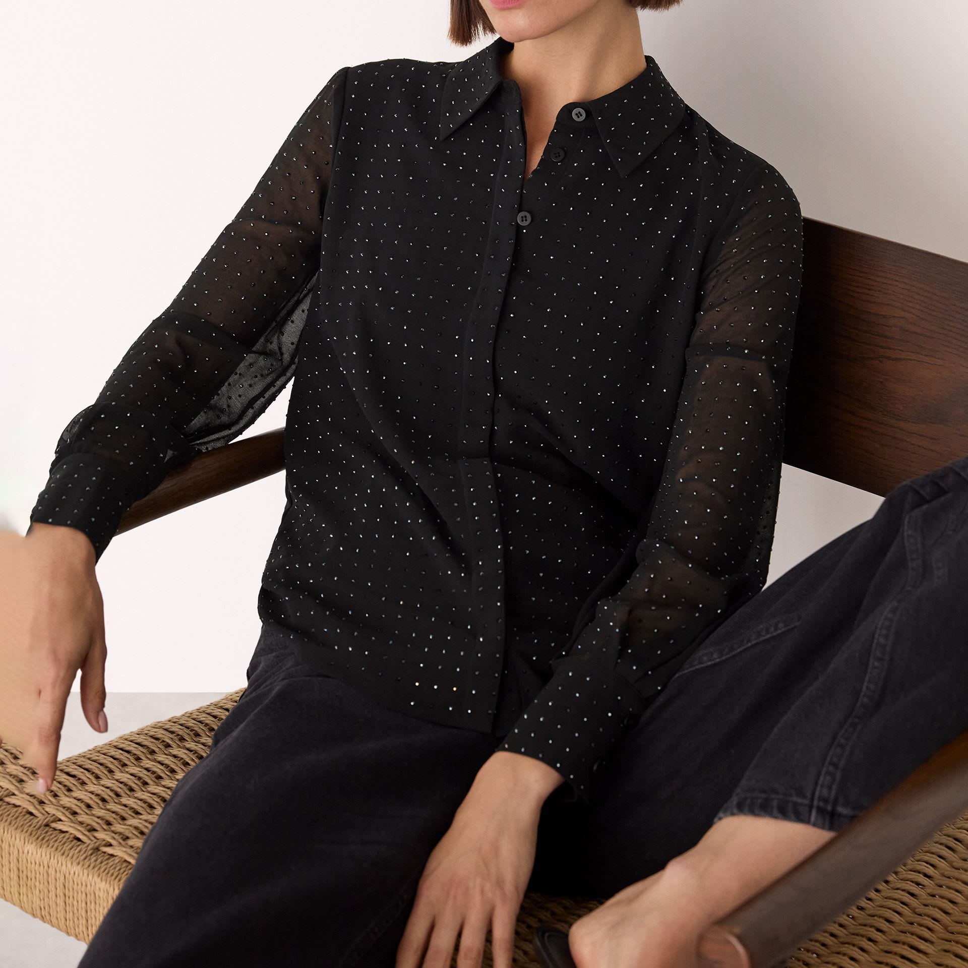 Metallic Dot Sheer Shirt