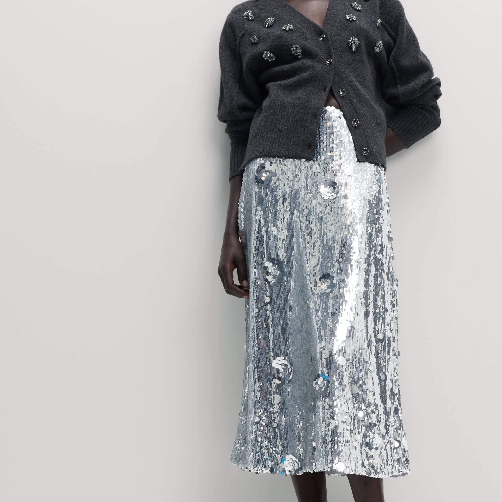Sequin Midaxi A-Line Skirt