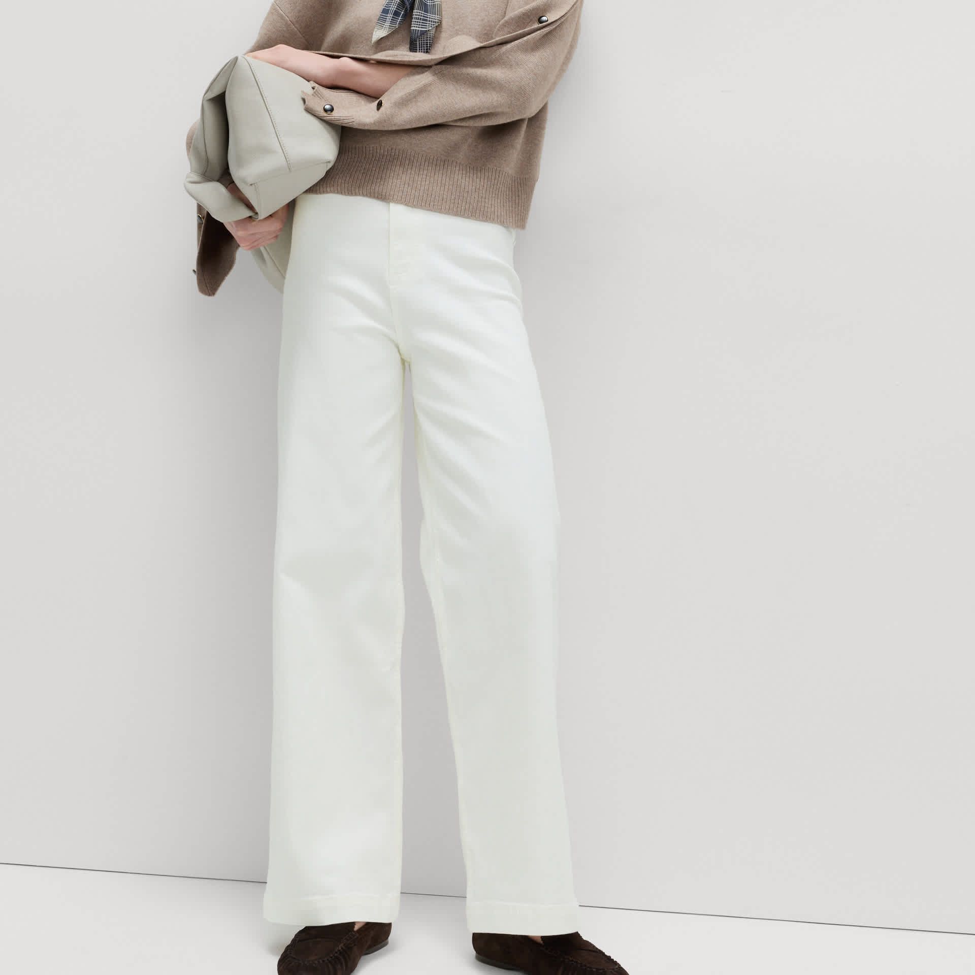 High Waisted Wide Leg Ankle Grazer Jeans