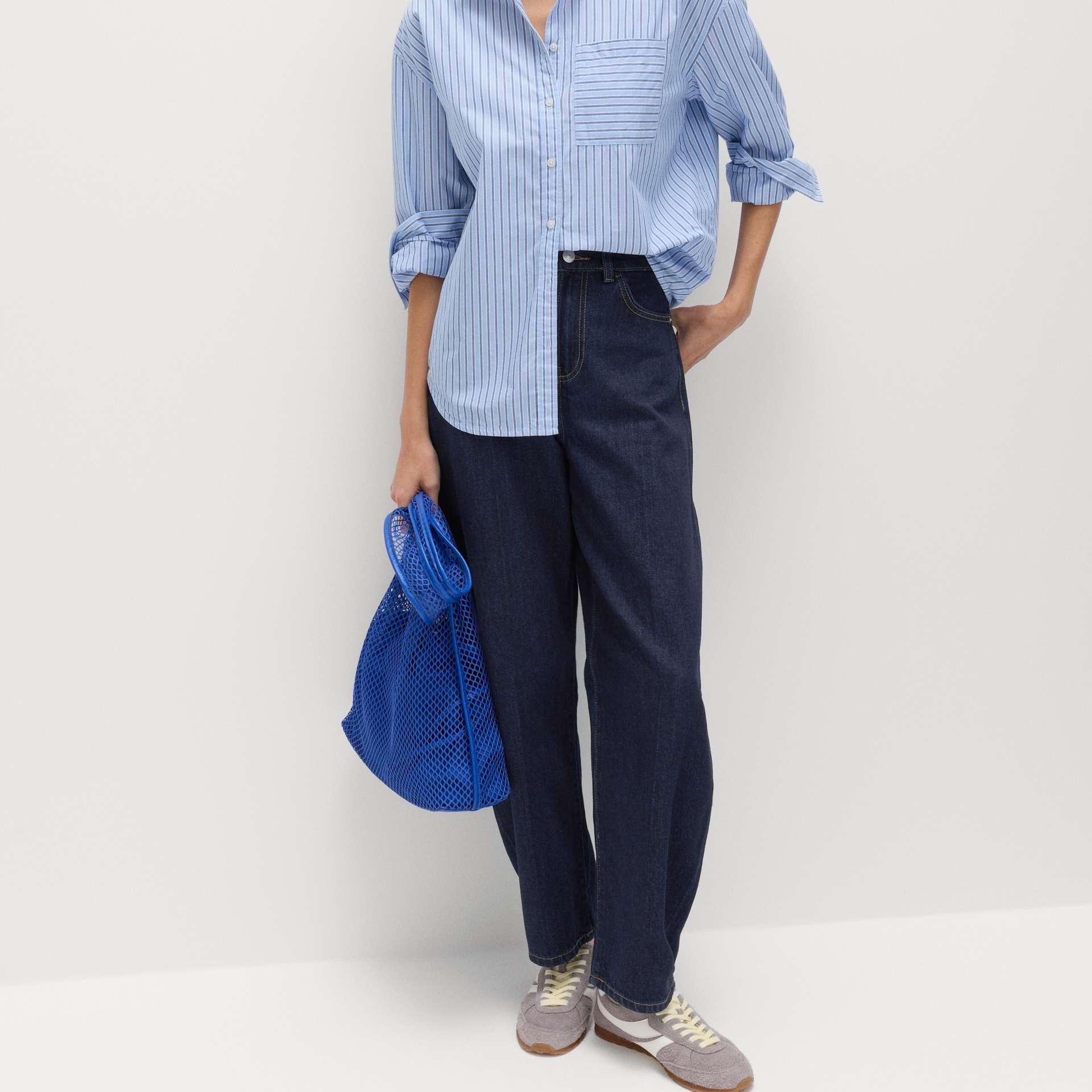 High Waisted Crease Front Barrel Jeans