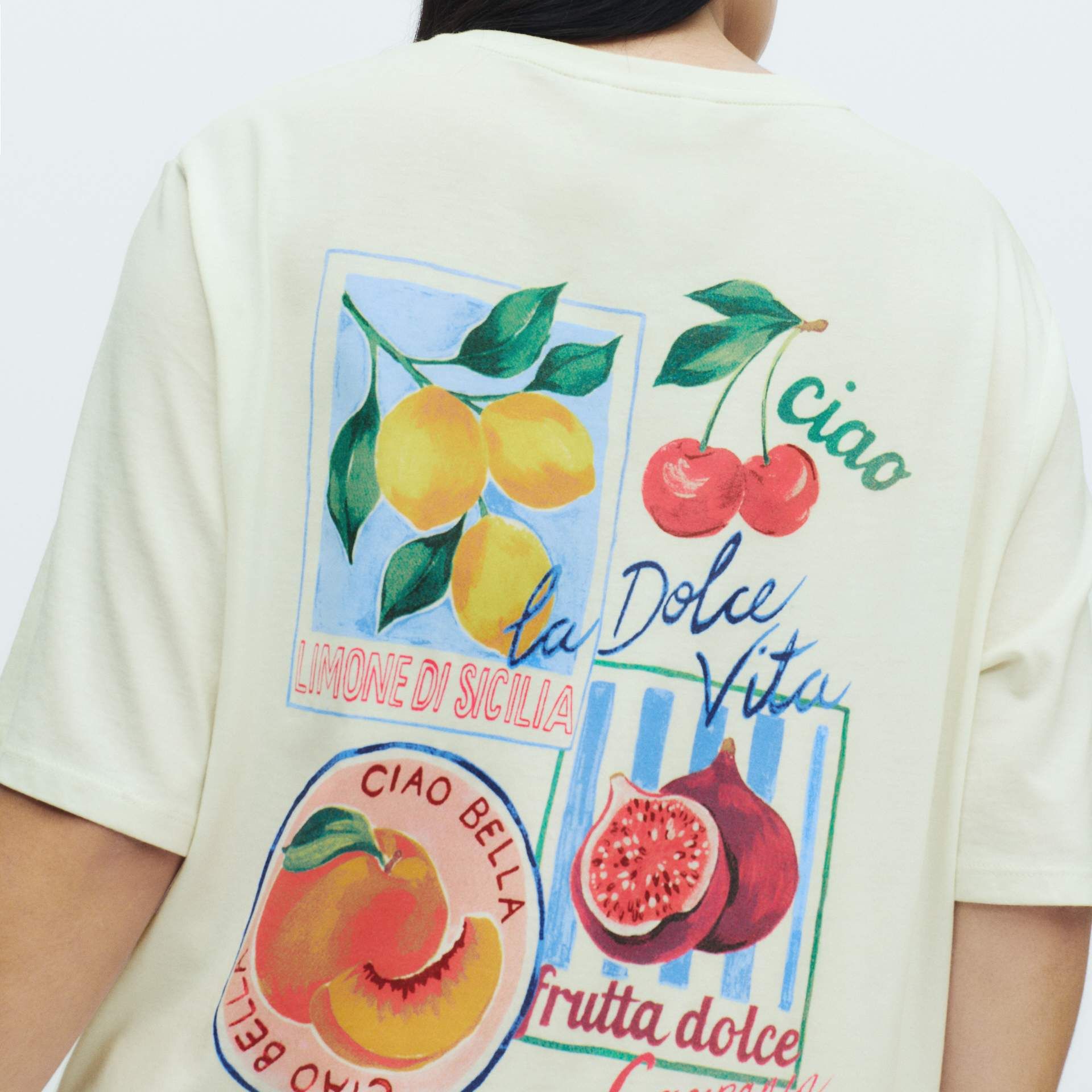 Cotton Modal Fruit Graphic Oversized T-Shirt