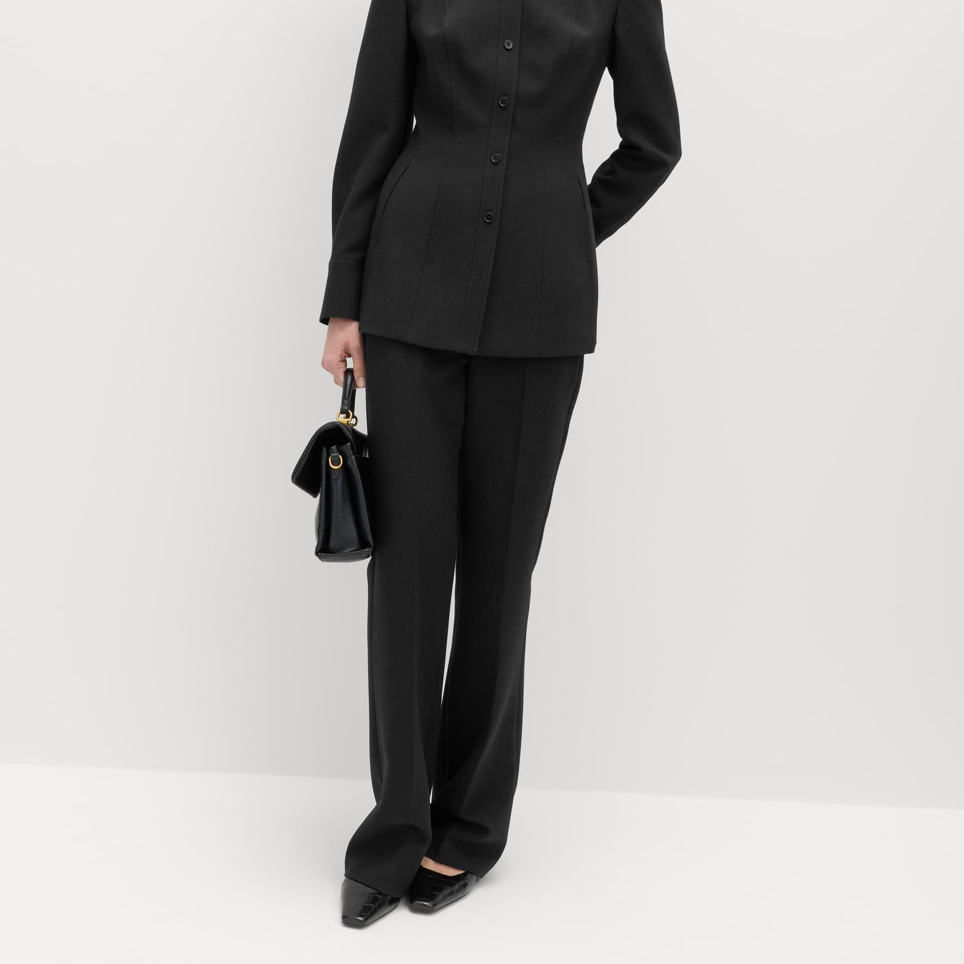 Slim Side Zip Flared Trousers