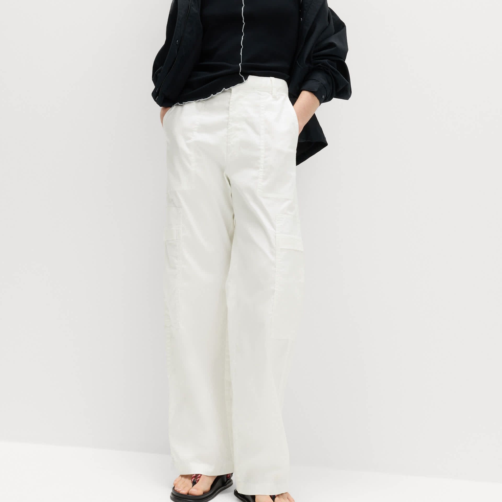 Lyocell Rich Cargo Wide Leg Trousers