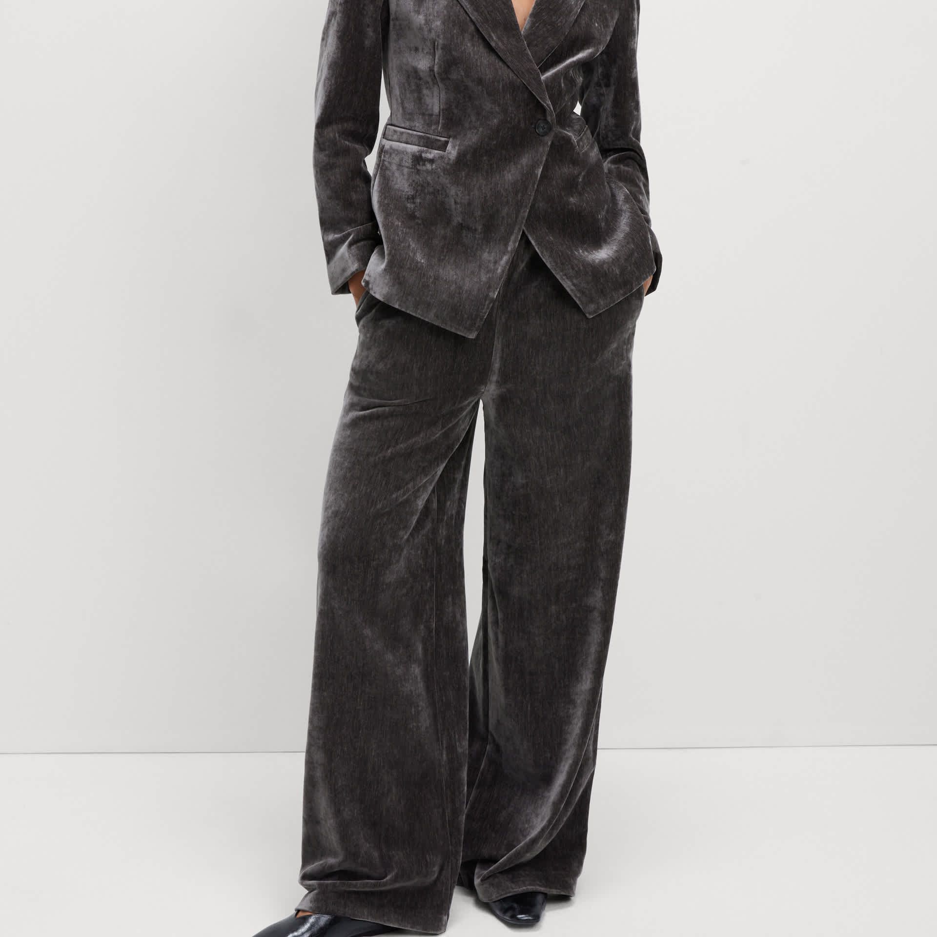 Mottled Velvet Straight Leg Trousers