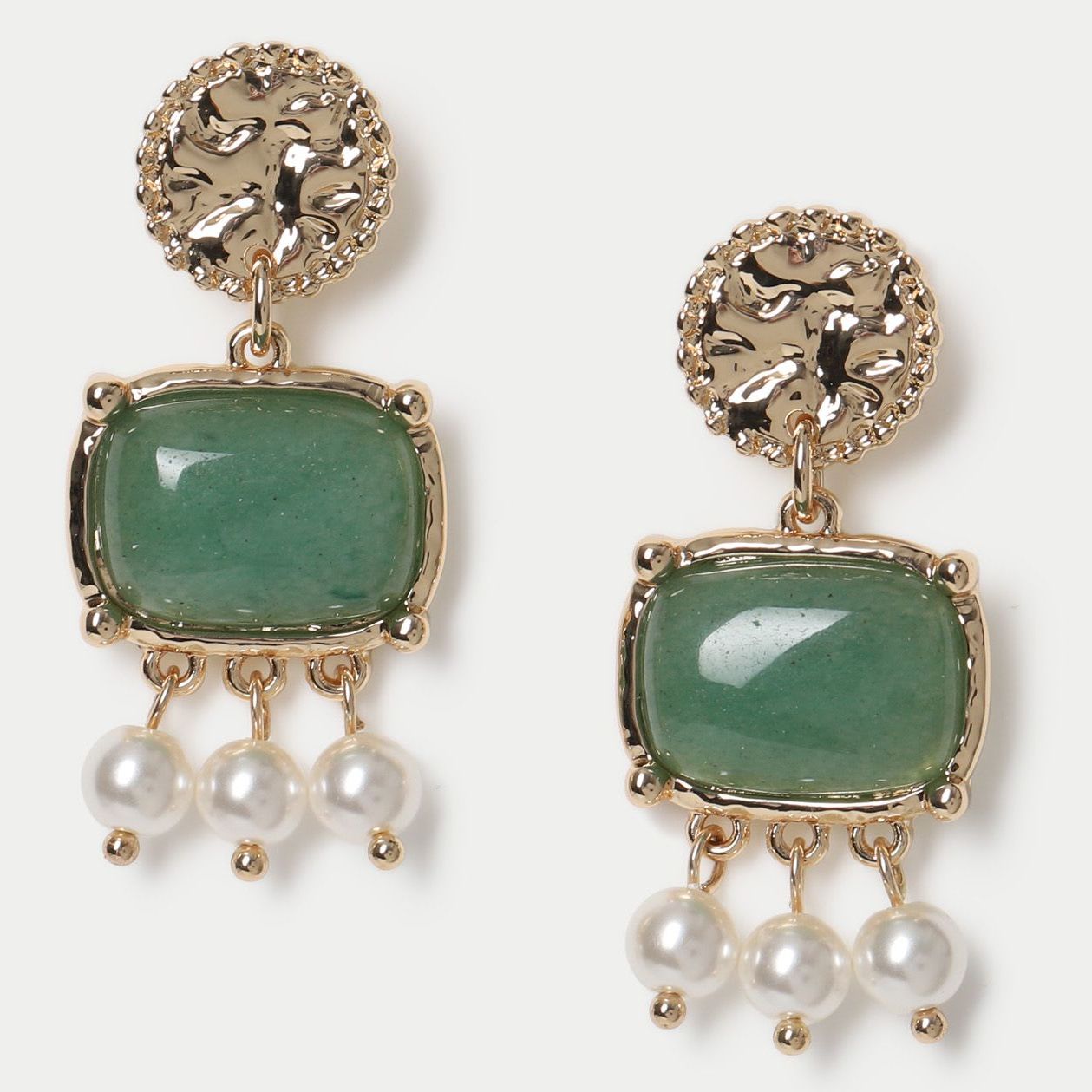 Natural Stone Pearl Effect Drop Earrings