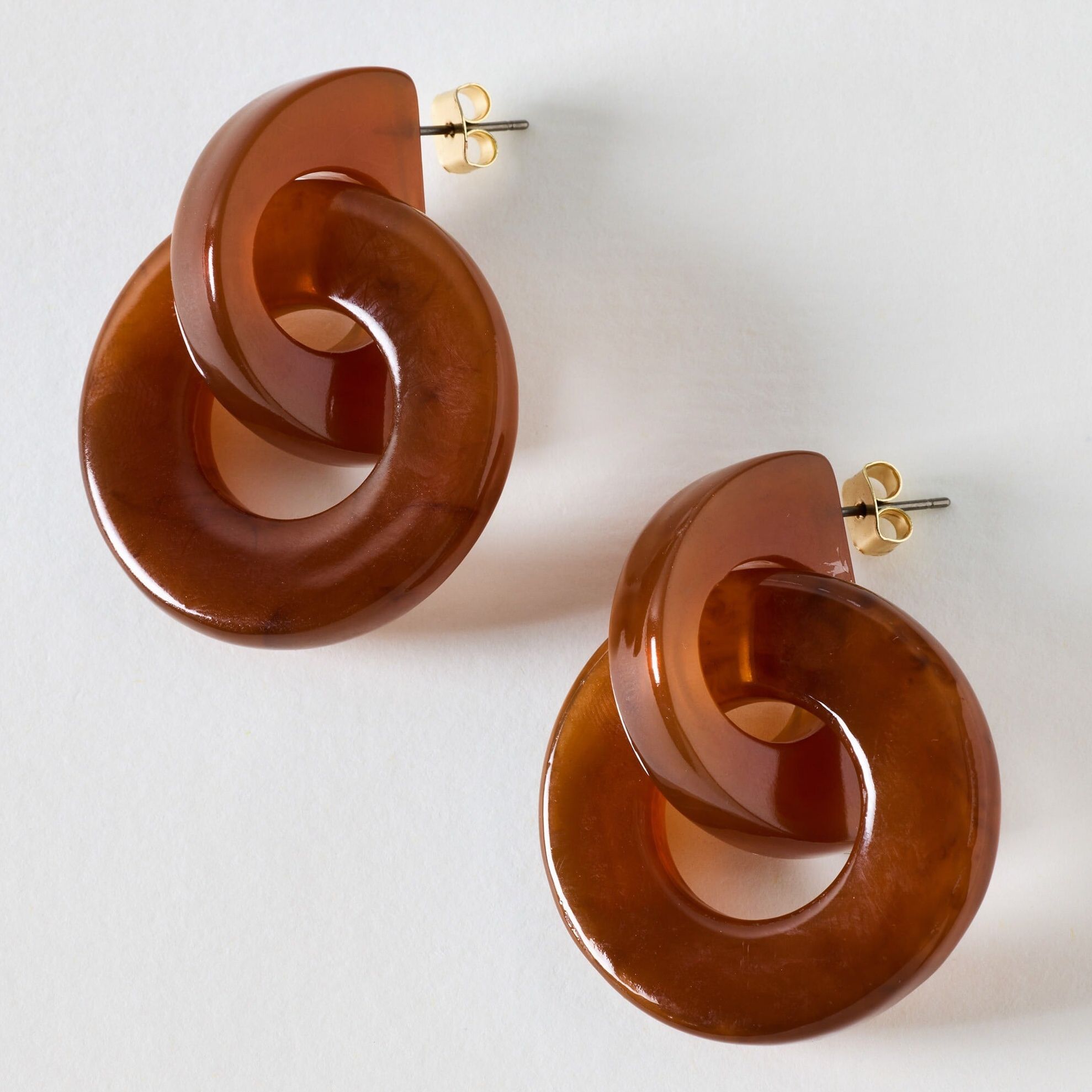 Cami Brown Resin Loop Drop Earrings | Oliver Bonas