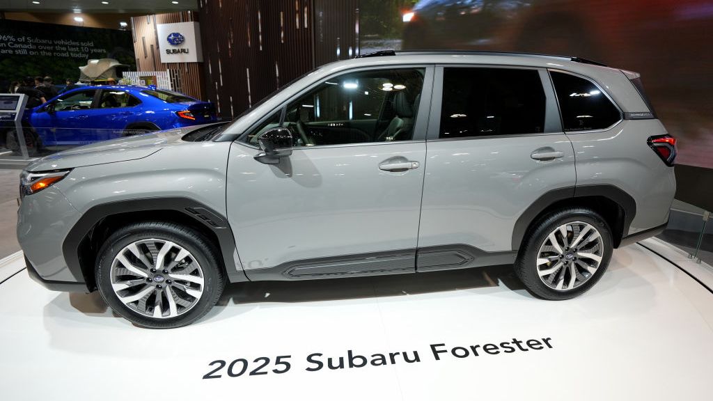 TORONTO, CANADA - FEBRUARY 19 : 2025 Subaru Forester is seen on display during 2024 Canadian International AutoShow.