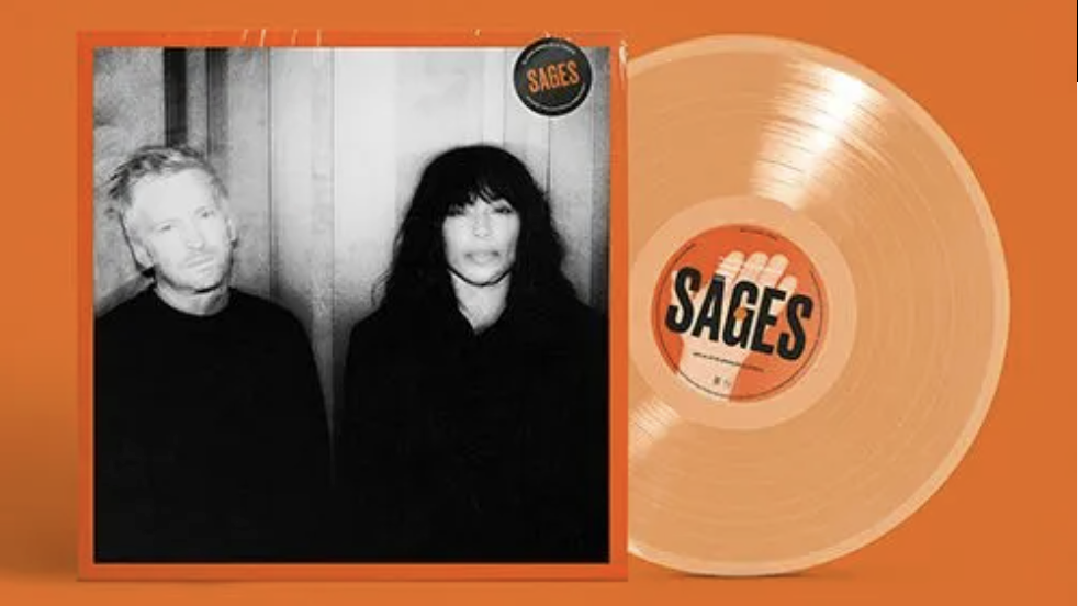 Loreen and &amp;Oacute;lafur Arnalds on an album cover SAGES, with orange background
