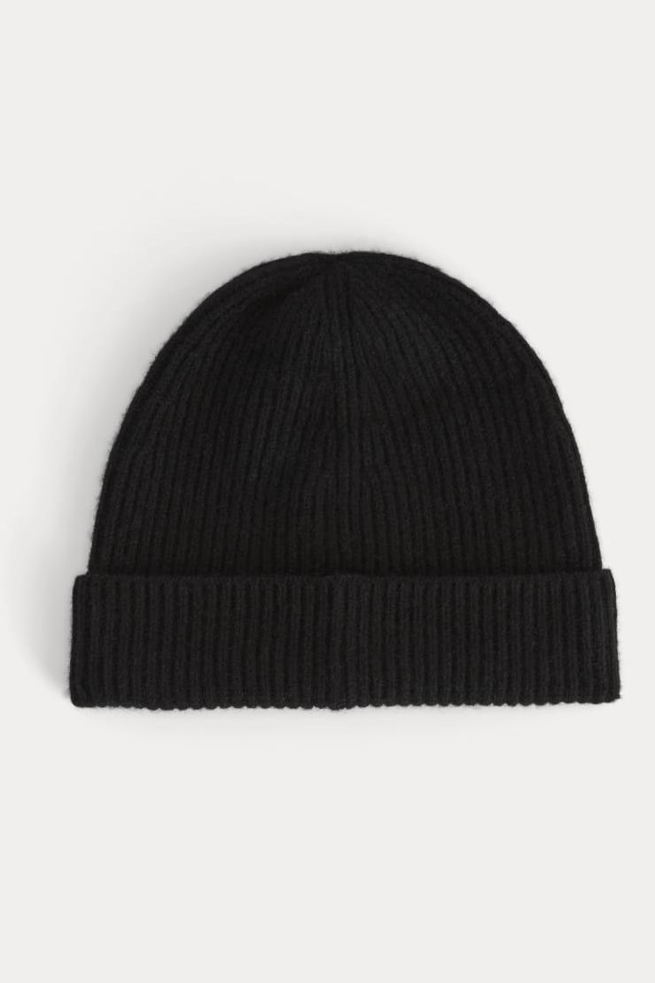 The Cashmere Ribbed Beanie | Black - Os
