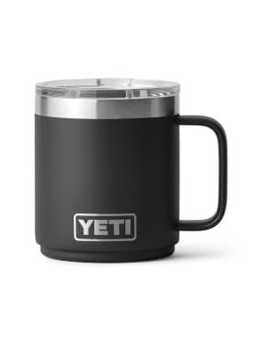 Yeti Rambler 10 Oz Ceramic Lined Stackable Mug, Vacuum Insulated, Stainless Steel With Magslider Lid, Black
