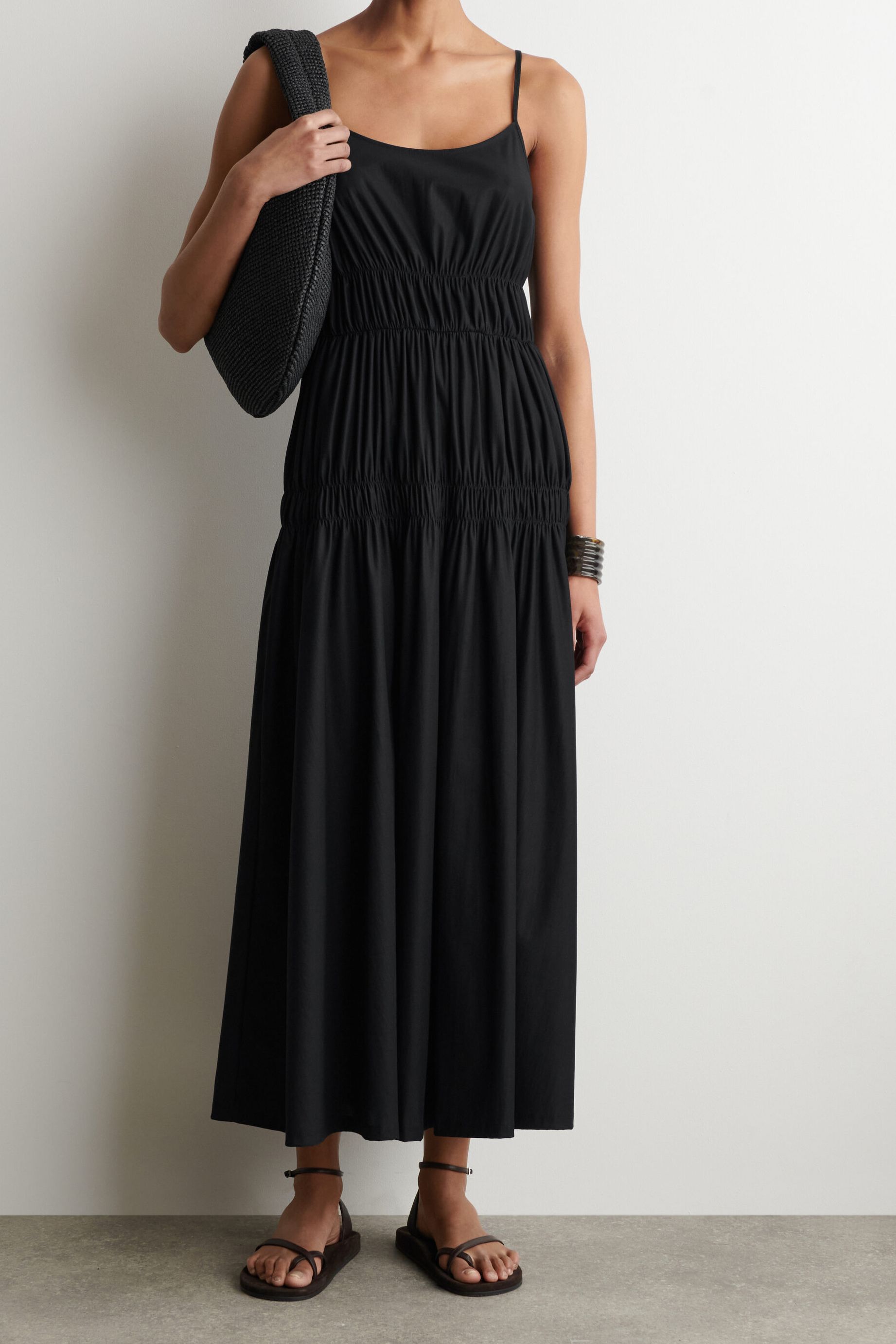 Gathered Jersey Midi Dress