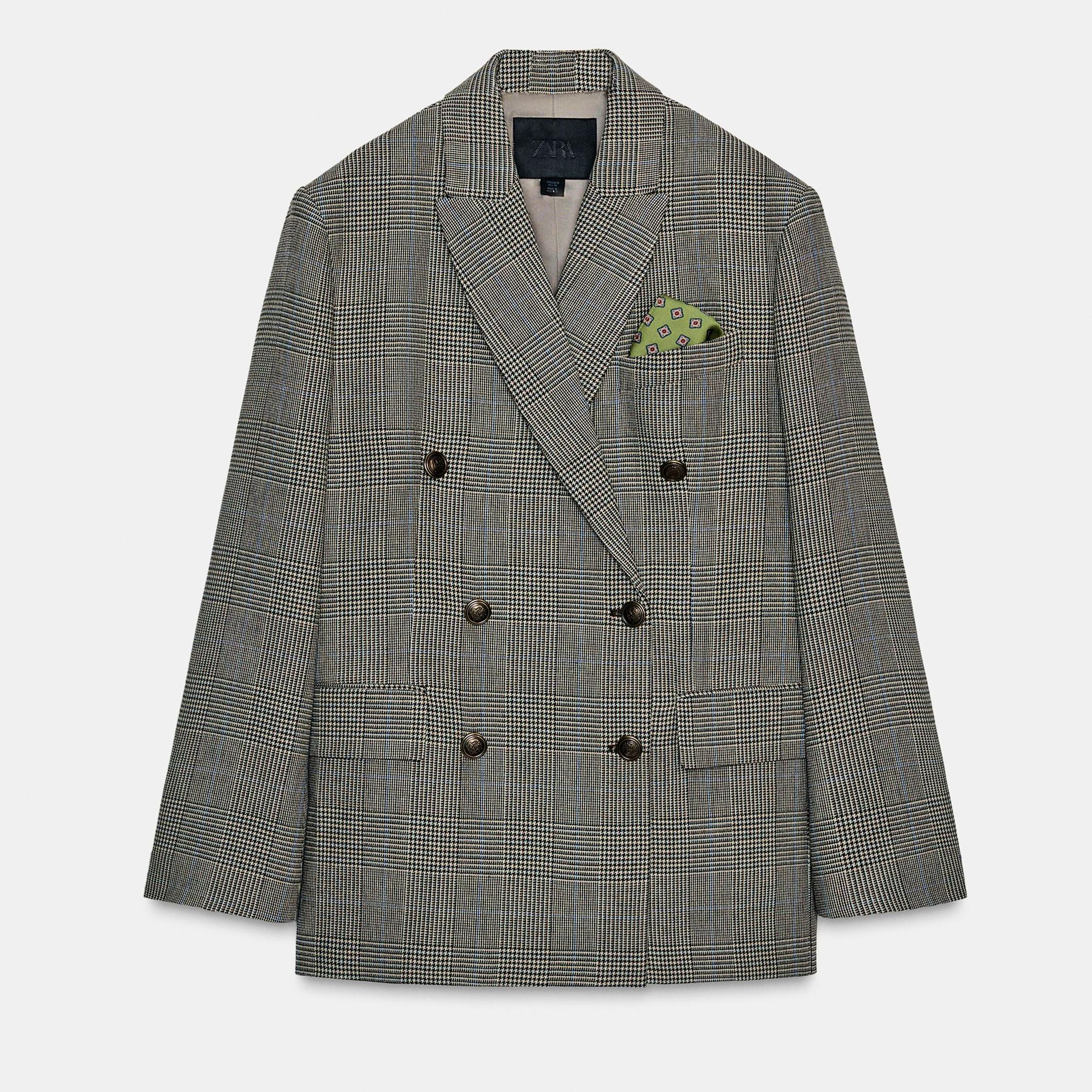 Check Wool Blend Blazer Zw Collection