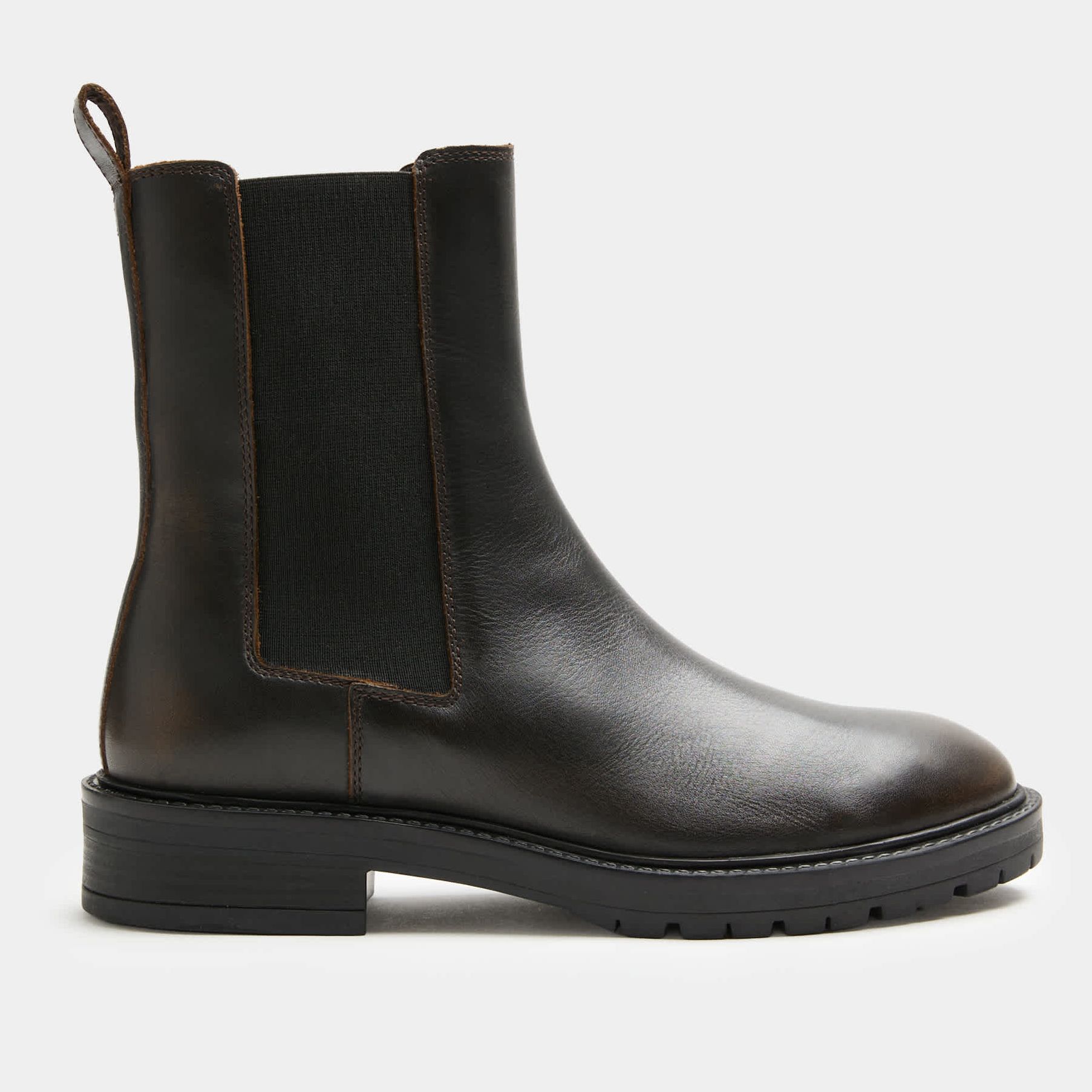 Leather Chelsea Boots With Cleated Sole