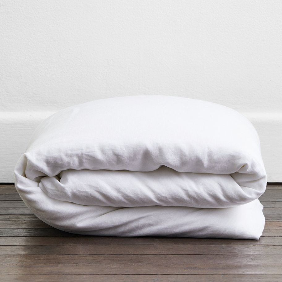 White 100% French Flax Linen Duvet Cover