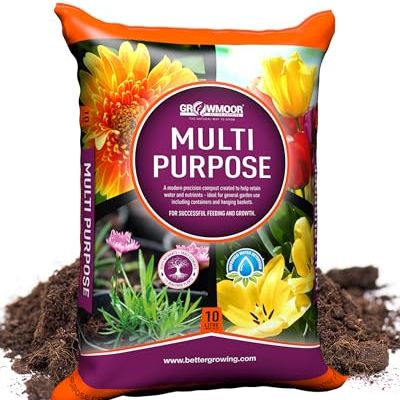 Growmoor Multi-Purpose Compost for Use All Around the Garden &amp;ndash; Promotes Healthy Growth, Vibrant Flowers &amp;amp; Strong Roots &amp;ndash; 10l