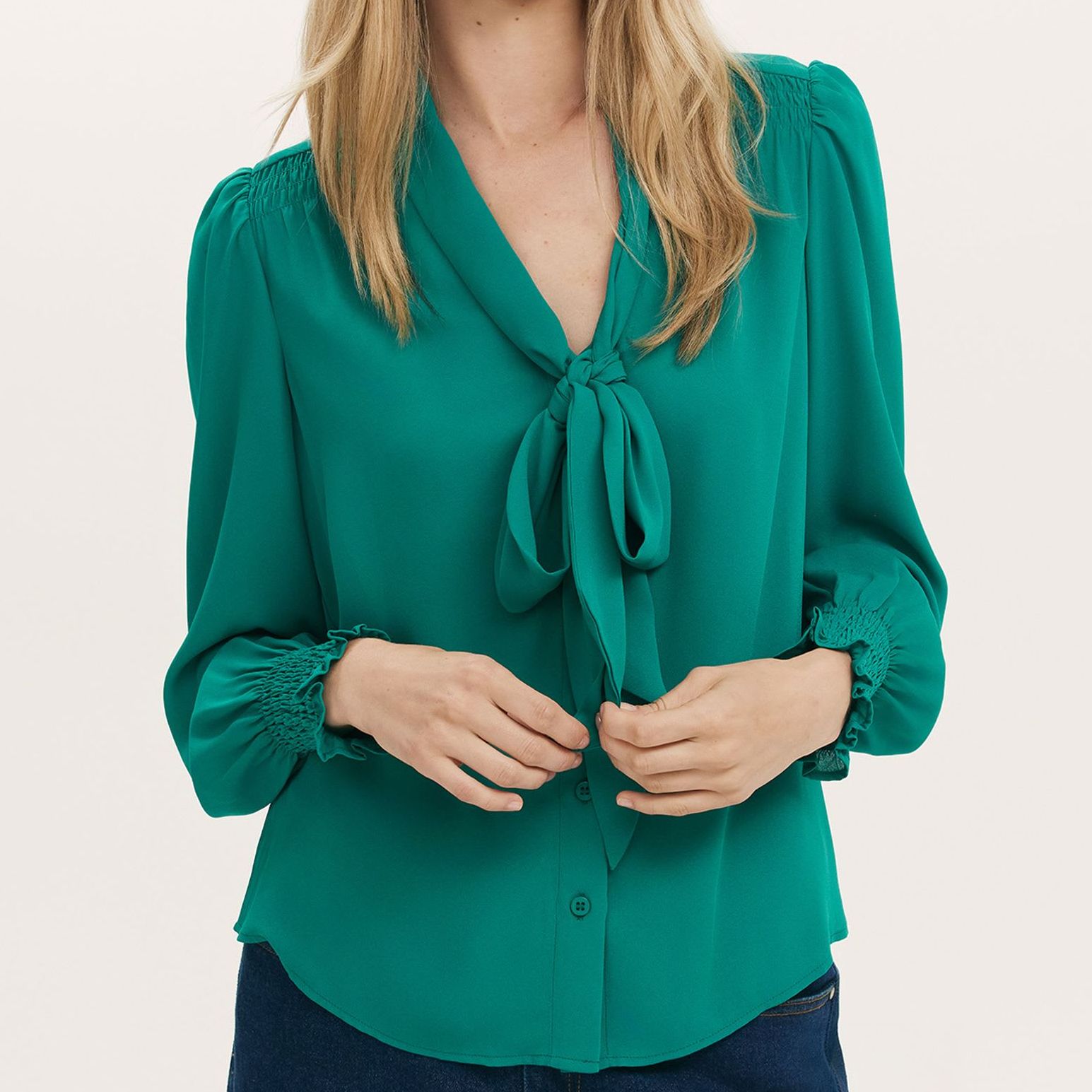 Georgette Tie Neck Blouse